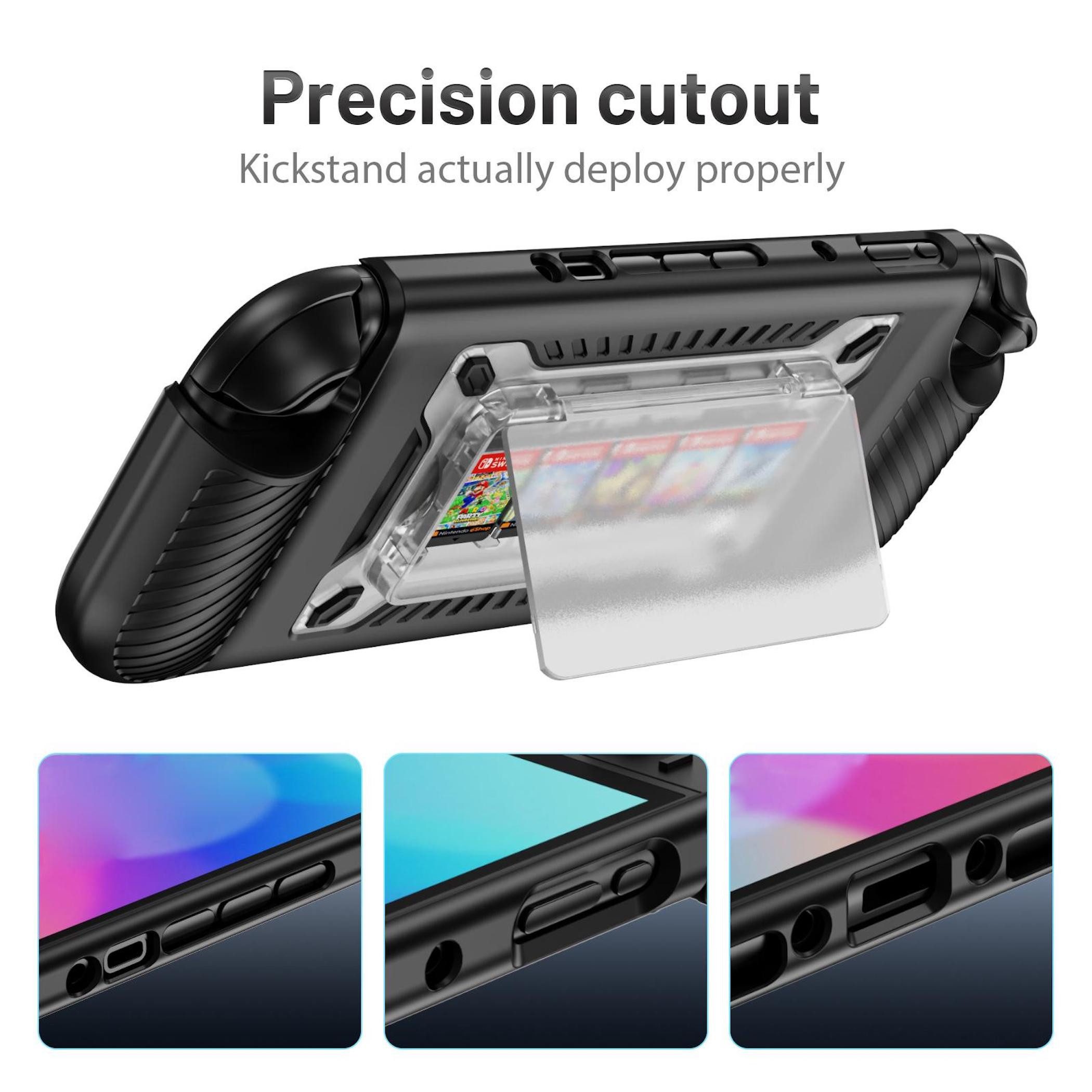 Wigento Handyhülle Für Nintendo Switch 2 Hybrid TPU + PC Schutzhülle Kartenfach Schwarz, Kartenfach, Hybrid-Schutz, Rutschfest