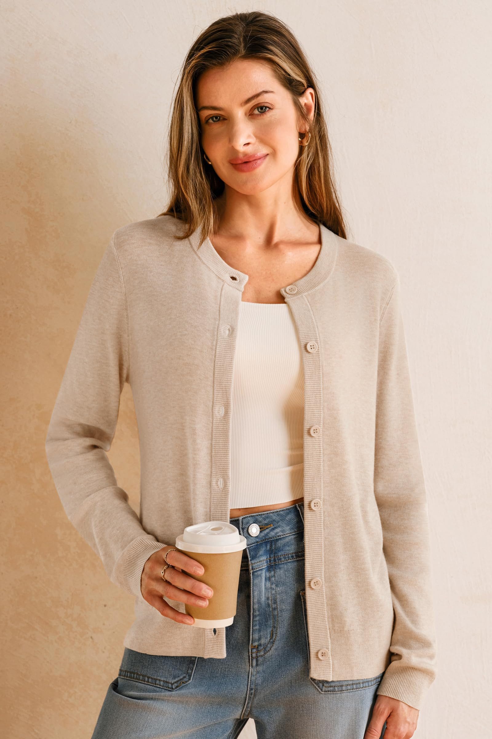 Arach&Cloz Strickjacke Damen Cardigan-Pullover Lässige Strickjacken Business-Casual-Outfit-Oberteil