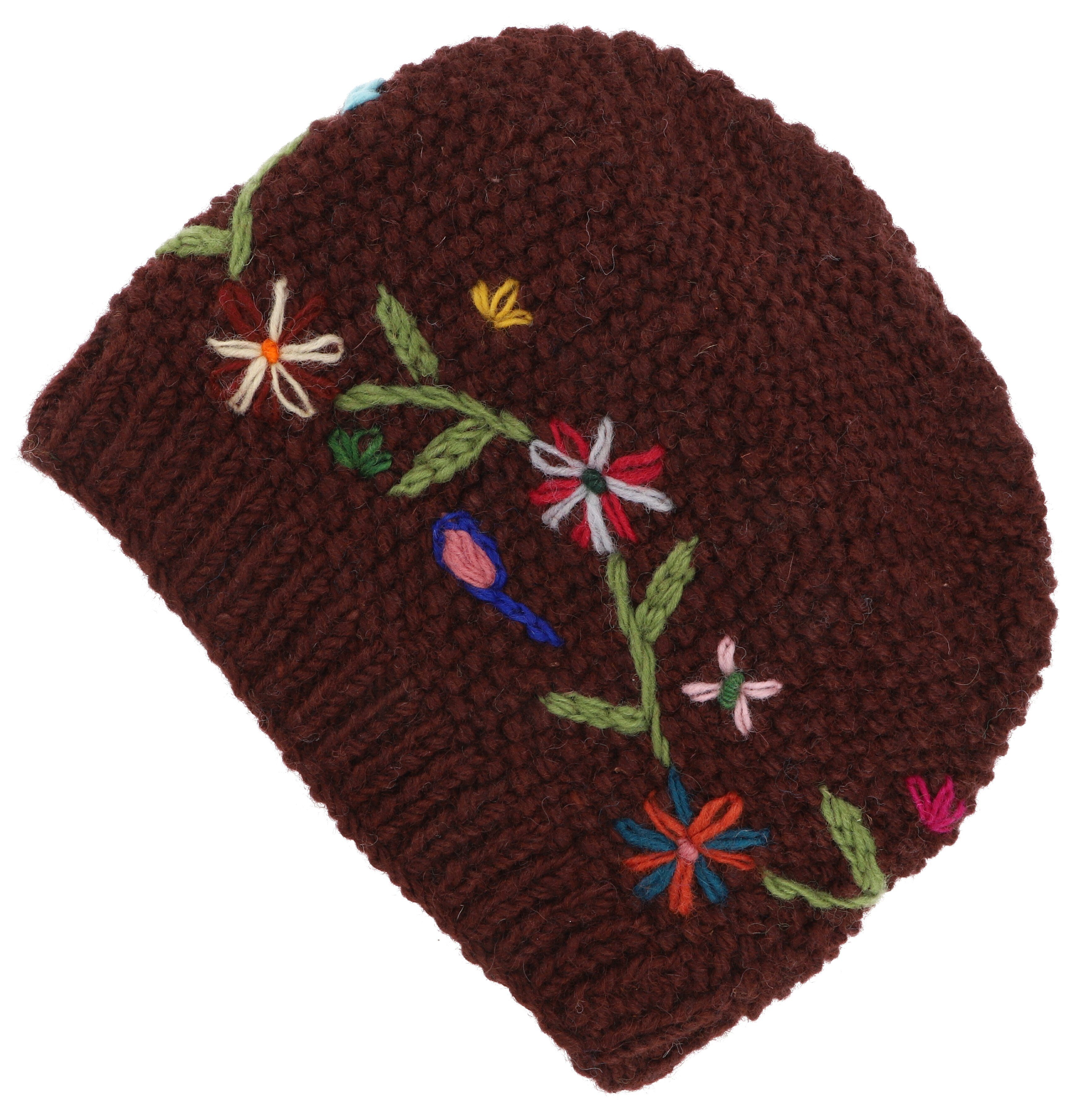 Guru-Shop Strickmütze Kurze Beanie Mütze, bestickte Strickmütze,..