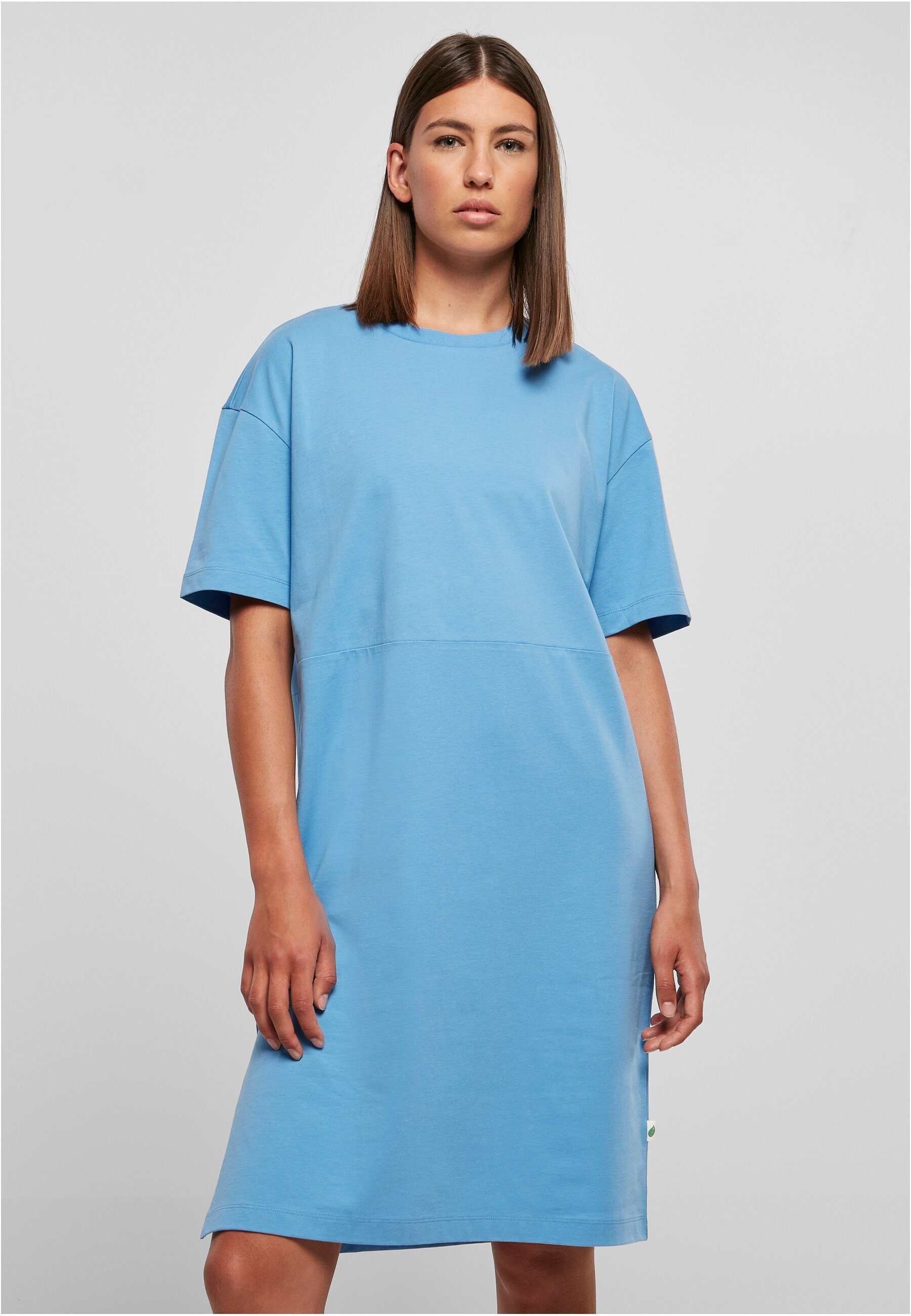 URBAN CLASSICS Jerseykleid Dress Ladies Oversized Organic (1-tlg) Damen Slit Tee horizonblue