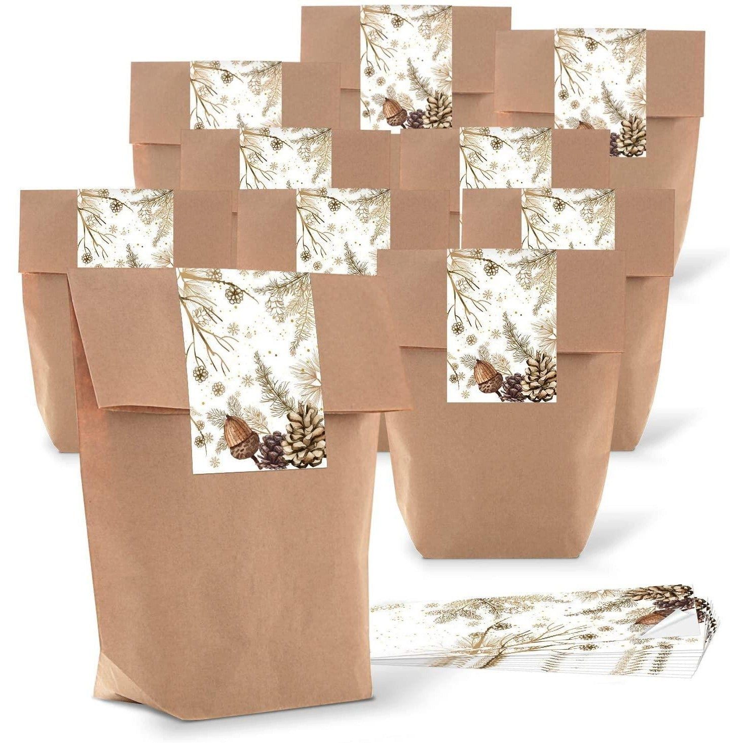 Logbuch-Verlag Geschenkbox 25 kleine Geschenkbeutel FROHES FEST Weihnachten braun 16,5 x 26 x 6,5