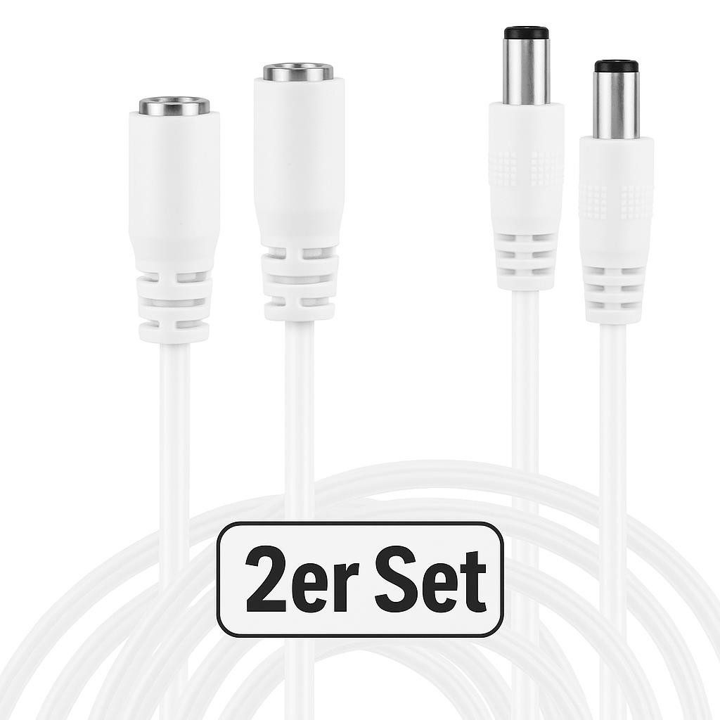 Wicked Chili 3m Verlängerungskabel für Hue Lightbar (2er Set weiss) Verlängerungskabel, Hohlstecker , Hohlsteckerbuchse  (300 cm), 3m DC-Verlängerungskabel für Philips Hue Play Lightbar color ambience