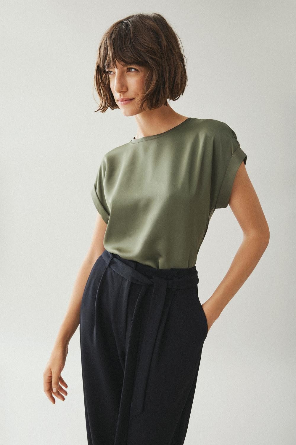 Vila T-Shirt Satin Blusen Kurzarm Basic günstig online kaufen