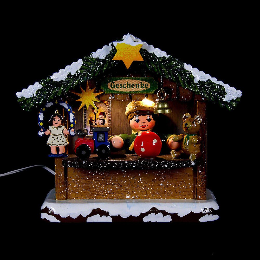 Hubrig Volkskunst GmbH Dekofigur Winterkinder Marktbude Geschenkehäusel (10cm) von Hubrig Volkskunst