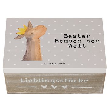 Mr. & Mrs. Panda Dekokiste 19 x 12 cm Lama Bester Mensch der Welt - Grau Pastell - Geschenk, Ehe (1 St), Hohe Stabilität.