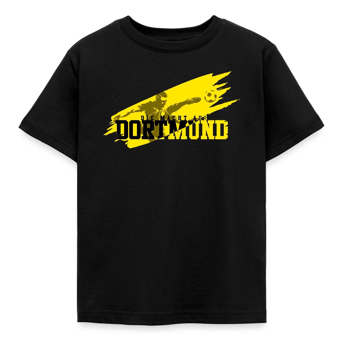 Spreadshirt T-Shirt Die Macht Aus Dortmund Schwarz-Gelb Fußball Fan Kinder T-Shirt (1-tlg)