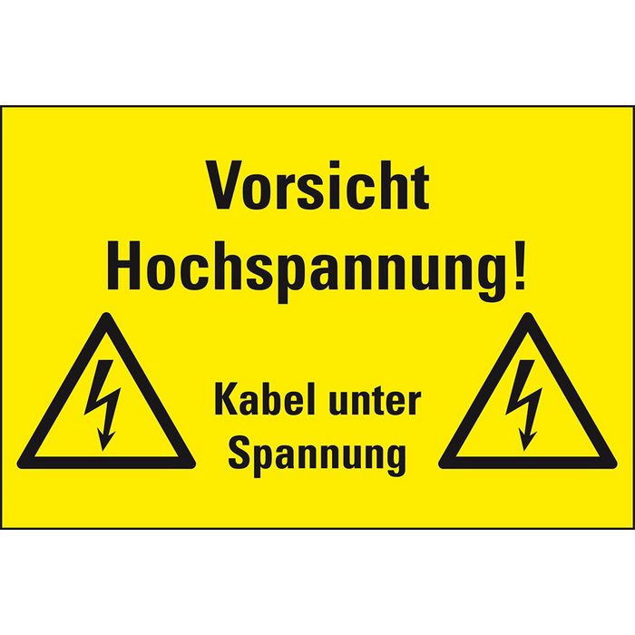 König Werbeanlagen Hinweisschild Schild I Warn-Kombischild Vorsicht! Hochspannung Kabel unter... Kunststoff 300x200mm