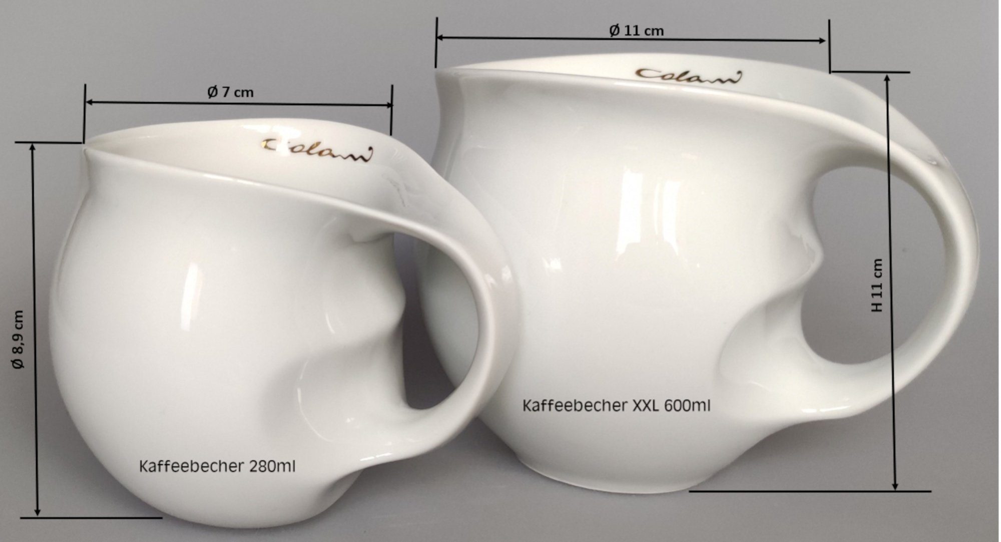 Colani Tasse Colani Jumbotasse großer Kaffeebecher XXL Weiß 600ml, 1-tlg., Porzellan, Spülmaschinenfest, Mikrowellengeeignet, im Geschenkkarton