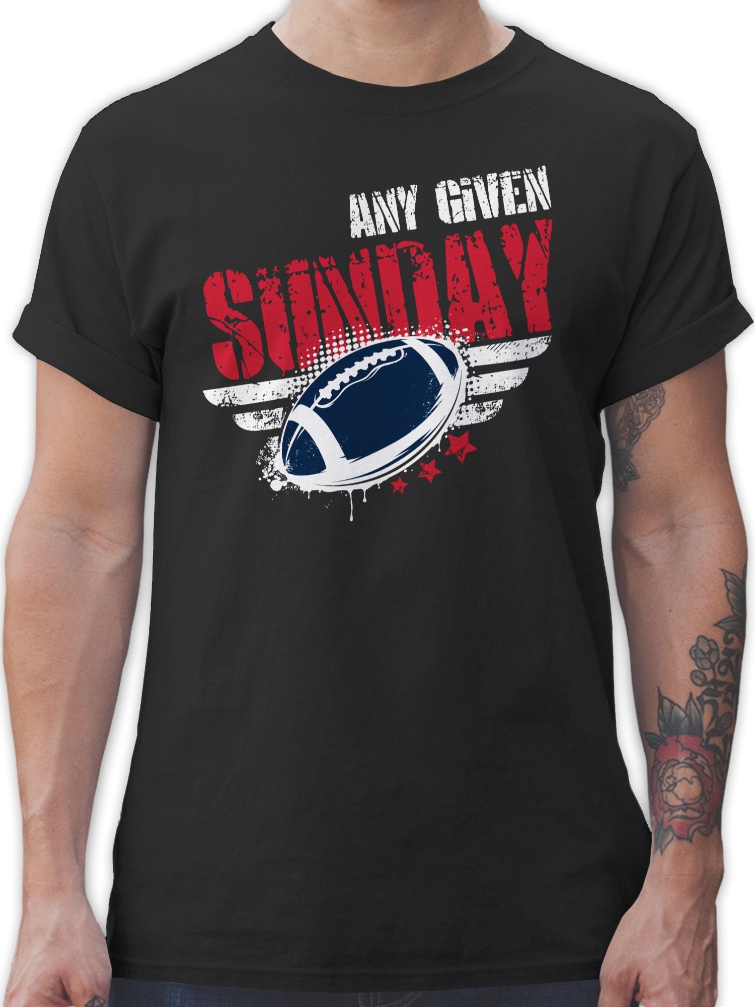 Shirtracer T-Shirt Any Schwarz American Football NFL Given Football New Sunday 01 England