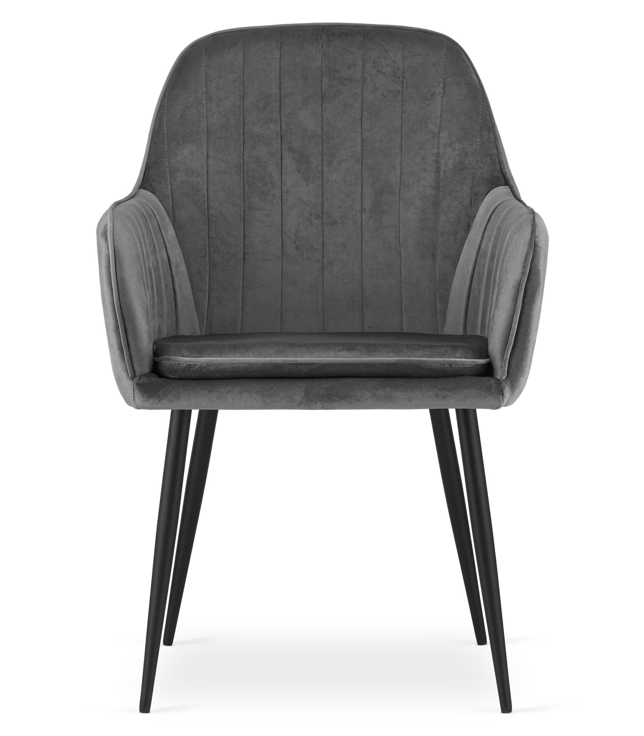 Polsterstuhl grau Home Collective dunkel schwarzen Set Stuhl Esszimmerstuhl Polster, 2er mit Beinen Wohnzimmerstuhl Esszimmerstuhl 2x