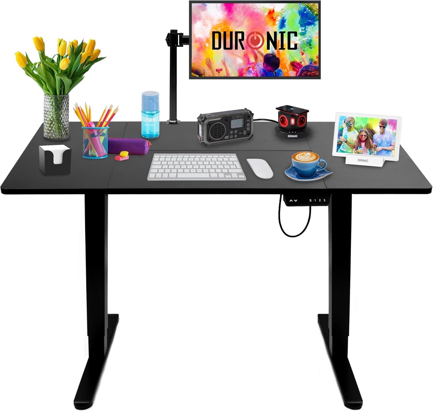 Duronic Schreibtisch, CD120 BK Höhenverstellbarer Schreibtisch, Computertisch für Gaming