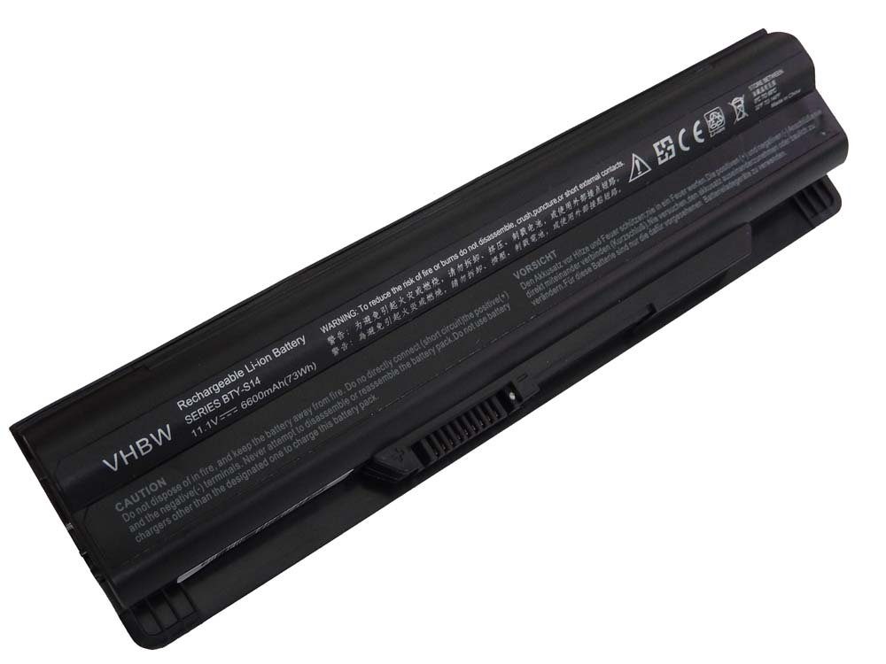 vhbw Ersatz für BTY-S14, BTY-S15 für Laptop-Akku Li-Ion 6600 mAh (11,1 V)