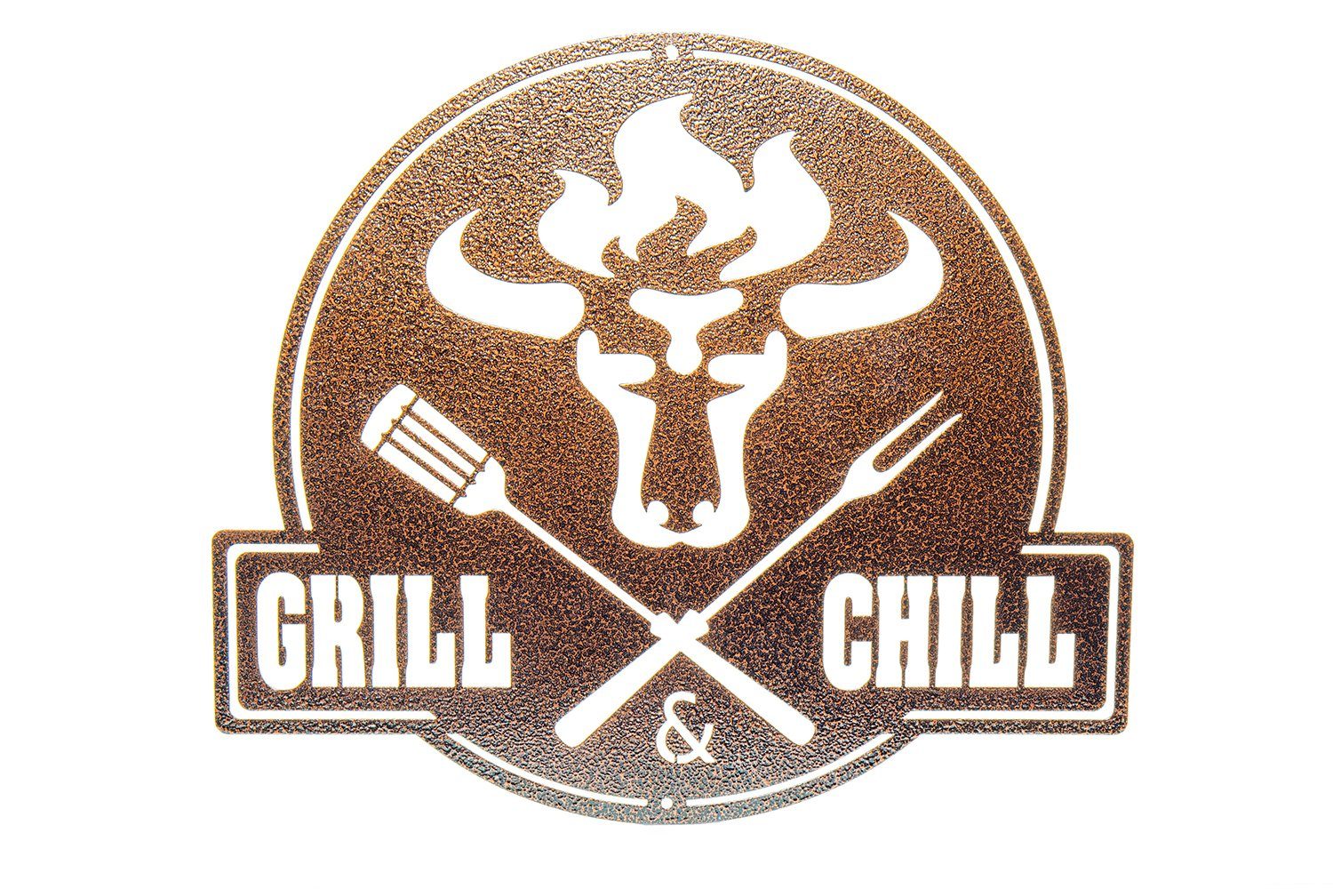Stahl + Wanddekoobjekt Bronze Bronze Grill&Chill Grill Schild & GC02-BRZ Bulle Chill tuning-art Grill