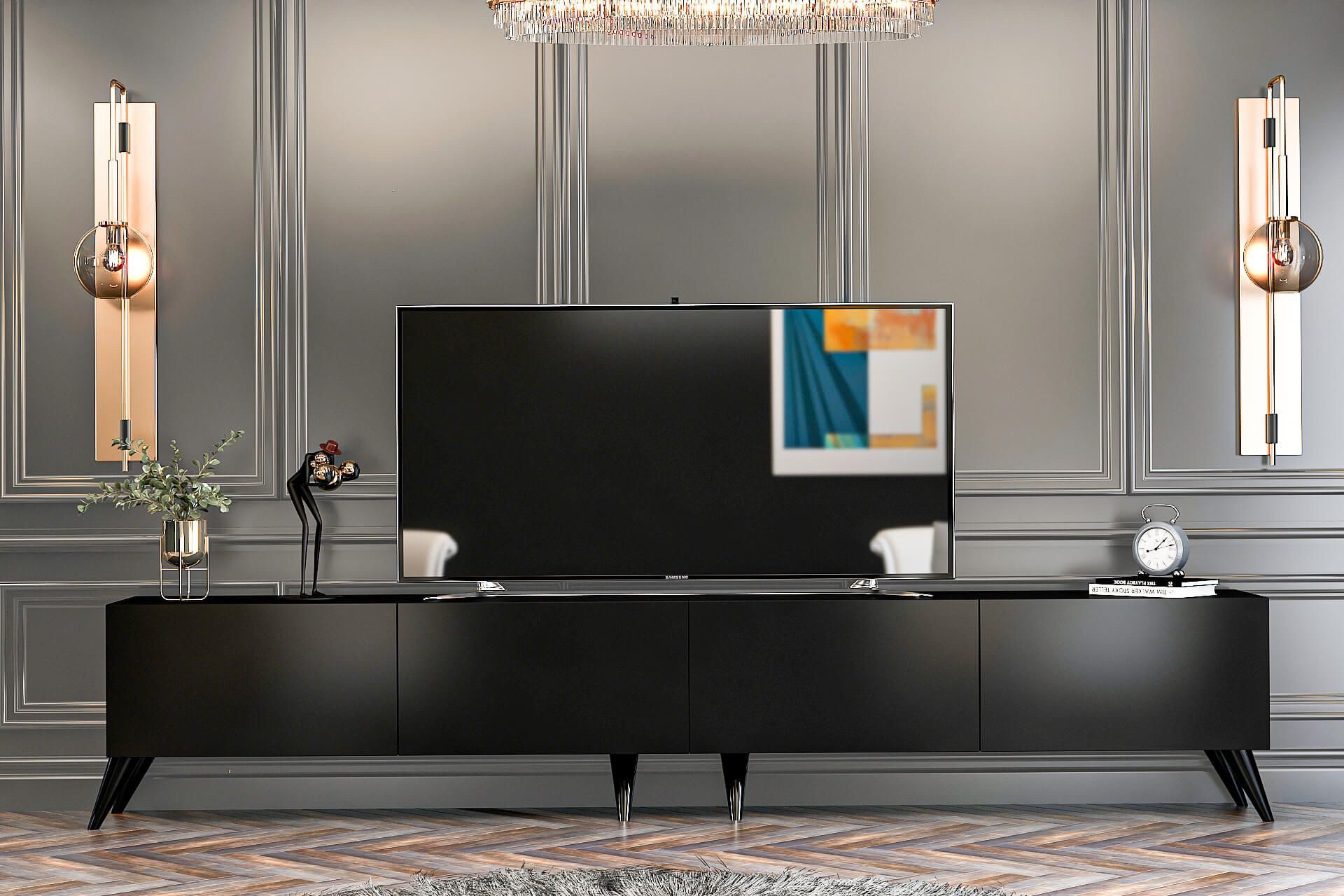 Brandloop Lowboard Brandloop TV-Lowboard Milano 240 cm wandhängend oder stehend Schwarz – Bild 2 von 5