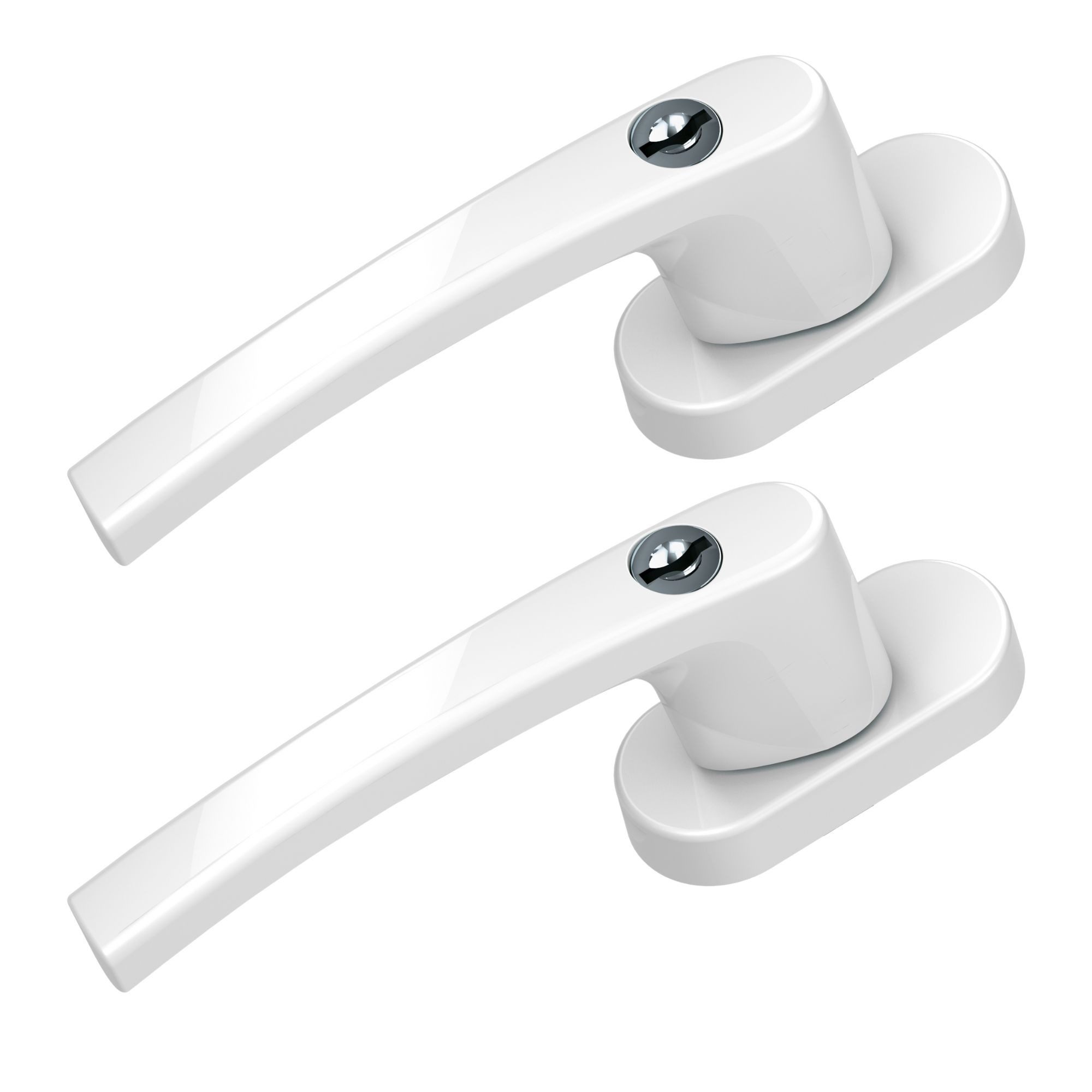 BASI Fenstergriff mit Druckknopfsicherung, 2x Fenstergriff - Weiß, (Spar-Set, 2-tlg), Aluminium, abschließbar, GL, inkl. 2 Schlüssel/Griff, 2er Set, Weiß