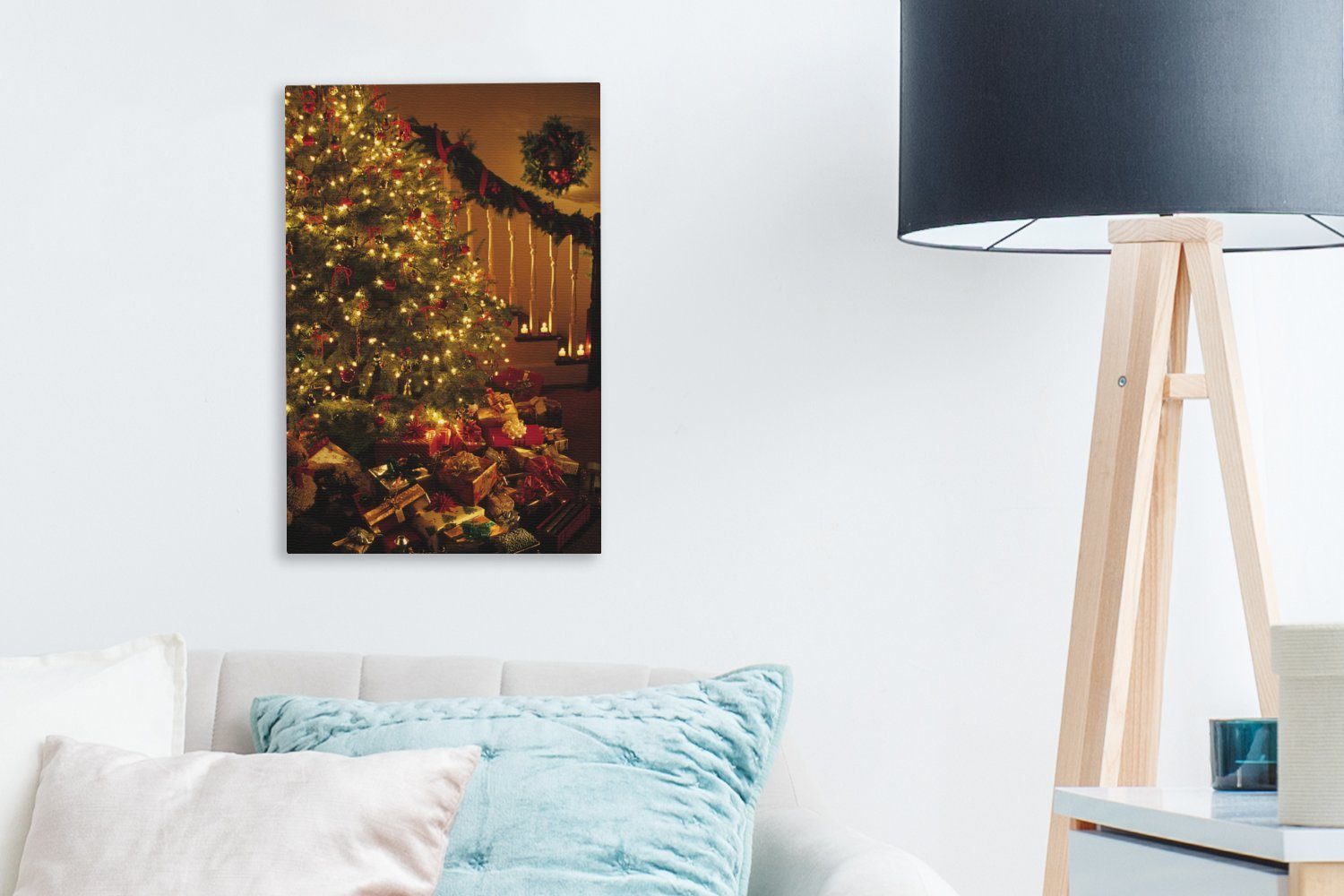 OneMillionCanvasses® Leinwandbild Weihnachten - Weihnachtsbaum - Weihnachtsschmuck, Fotodruck (1 St), Leinwand Canvas Wandbild, Wanddekoration 20x30 cm