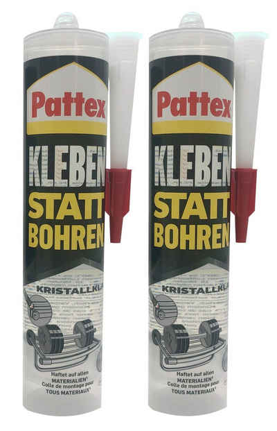 Pattex Montagekleber »Kleben statt Bohren«, (2-tlg), Doppelpack Bau Kleber kristallklar 2x 290g