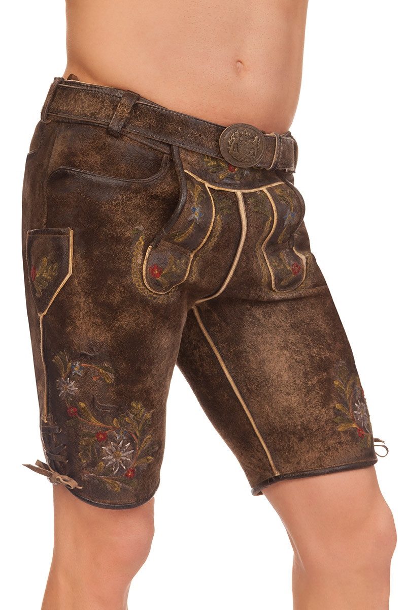 Trachtenlederhose Lederhose Herren kurz - BENJAMIN - tabak