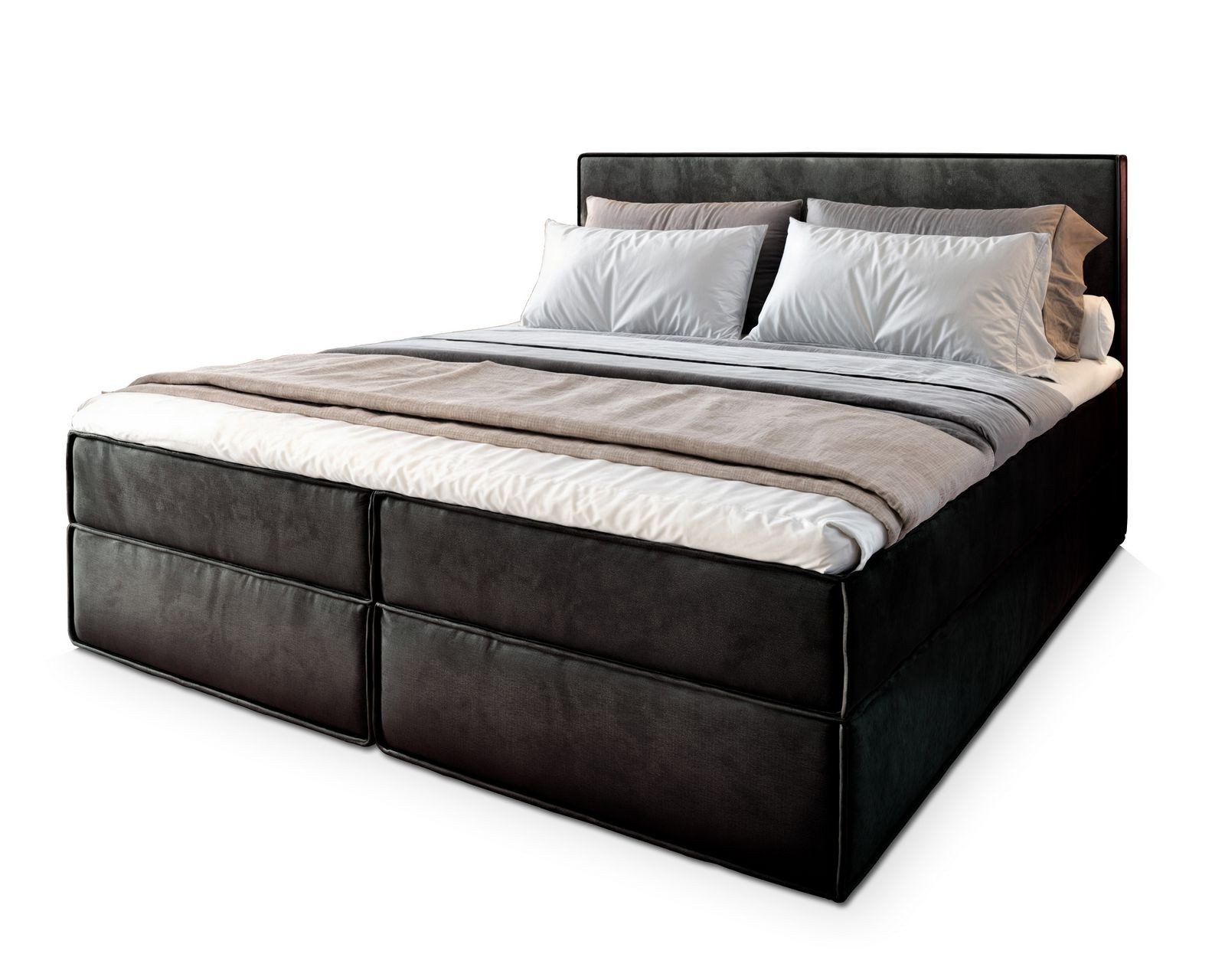Masseno Boxbett PELLIO 160x200 cm mit Bonell Matratze und Topper, Doppelbett, Polsterbett mit Kopfteil, Boxspringbett – Bild 2 von 5