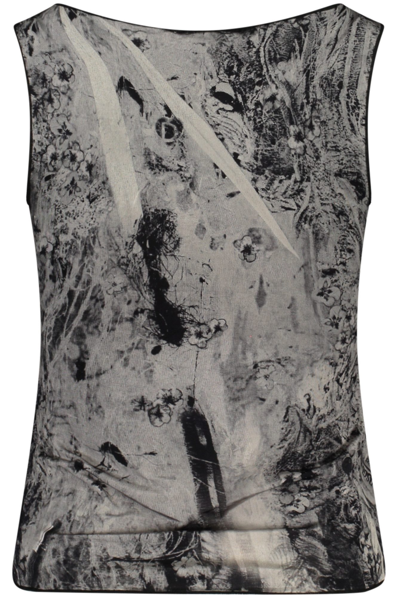 Desigual T-Shirt Stylisches Damen-Tanktop Schwarz mit Kontrasten und