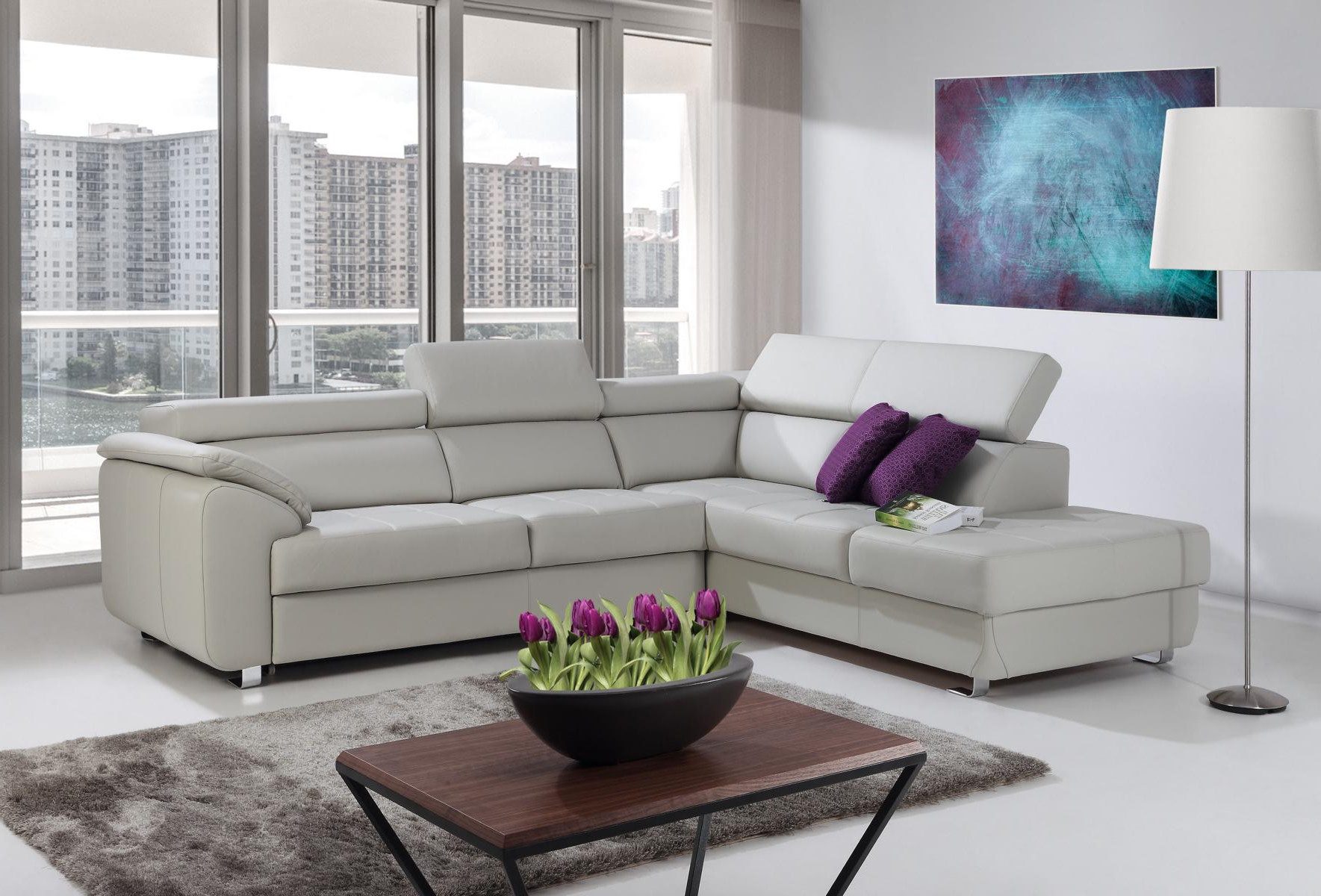 Xlmoebel Ecksofa Designer-Wohnlandschaft mit Ecksofa und Lederbezug in L-Form, Hergestellt in Europa