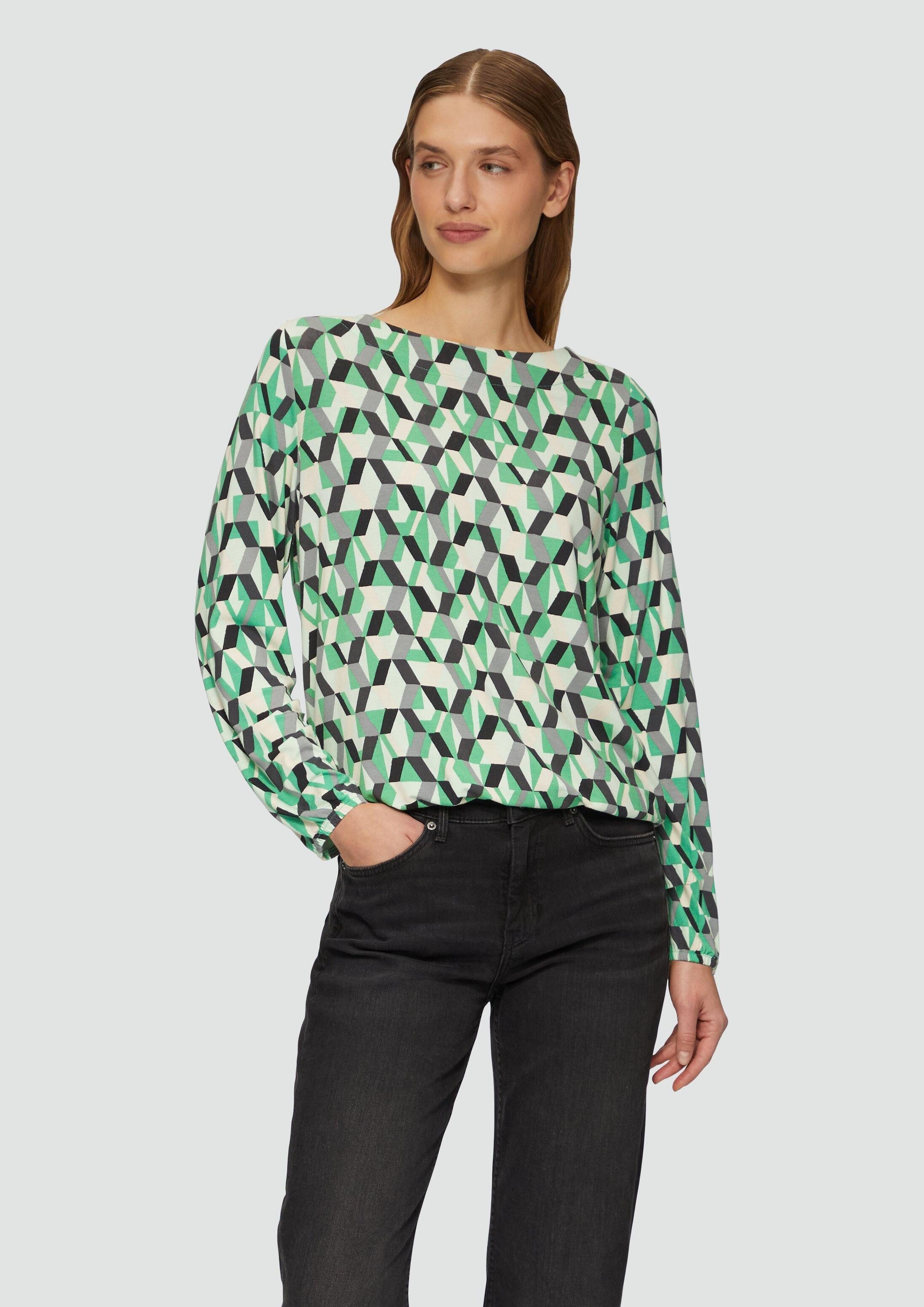 s.Oliver Langarmshirt T-Shirt O-Shape-Shirt aus Viskosemix