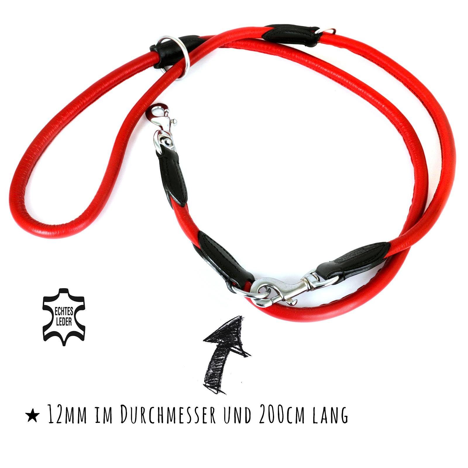 Monkimau Hundeleine Verstellbare Führleine aus echt Leder, Leder (Packung)