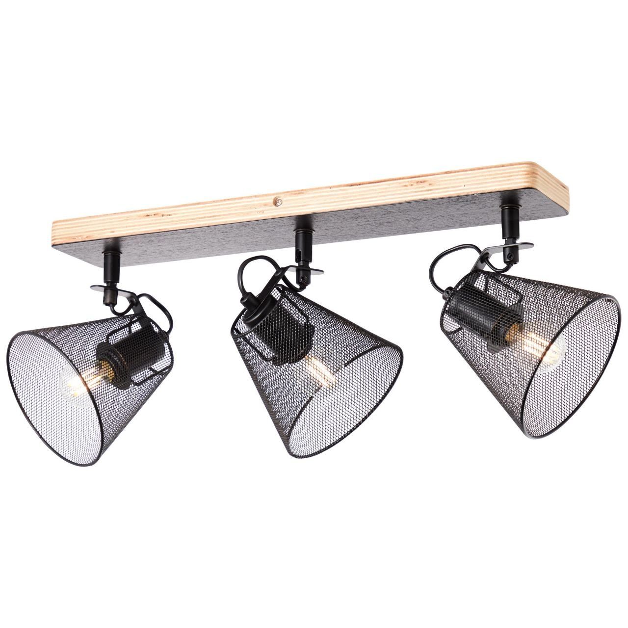 Metall/Holz, Spotbalken schwarz/holzfarbend, 3flg Deckenleuchte D45 Whole Whole, Lampe, 3x Brilliant