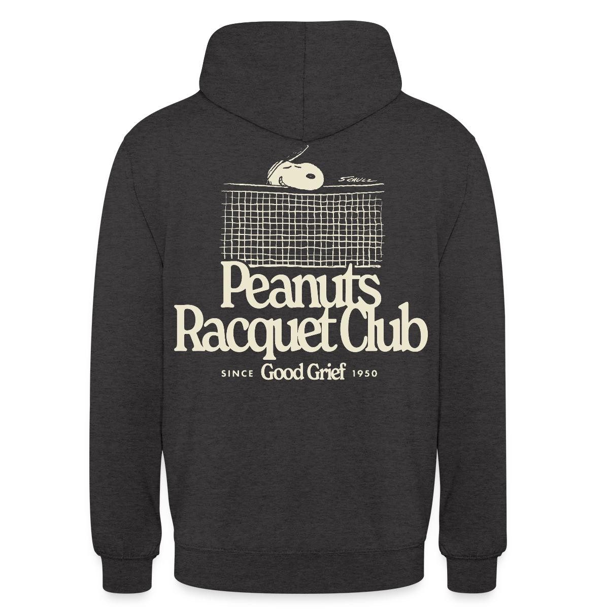 Spreadshirt Hoodie Peanuts Racquet Club Mit Snoopy Hell Unisex Hoodie (1-tlg) Unisex-Schnitt: Sitzt bei Männern körpernah, bei Frauen weit