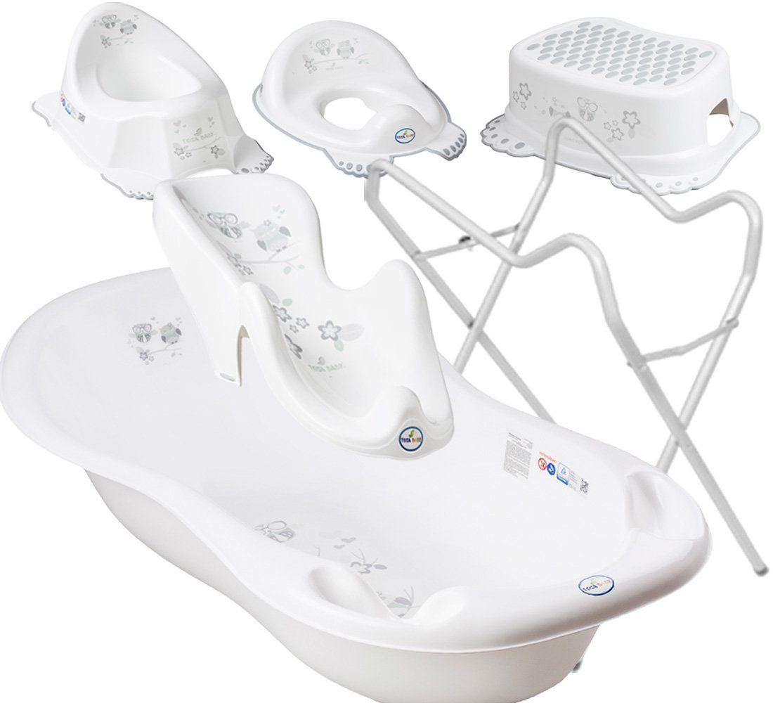 BADESITZ + Weiss Tega-Baby + Wanne Badeset Baby Teile Gestell Europe), + -- STÄNDER 86 Made + AUFSATZ – 5 EULE in - = WANNE WC HOCKER Babybadewanne TÖPFCHEN + (Premium.set cm, SET Weiss +