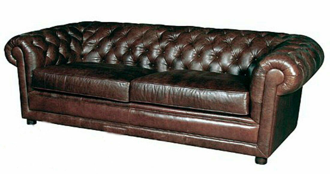 JVmoebel Chesterfield-Sofa Chesterfield Ledersofa Wohnzimmer Sofa Polster Sitz 100% Leder Sofort, Made in Europe