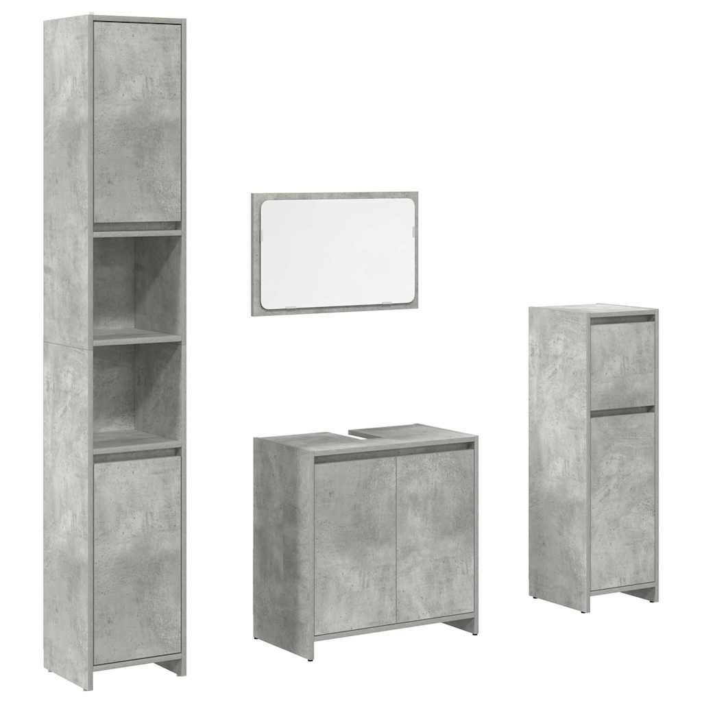 vidaXL Badezimmer-Set 4-tlg. Badmöbel-Set Betongrau Holzwerkstoff, günstig online kaufen
