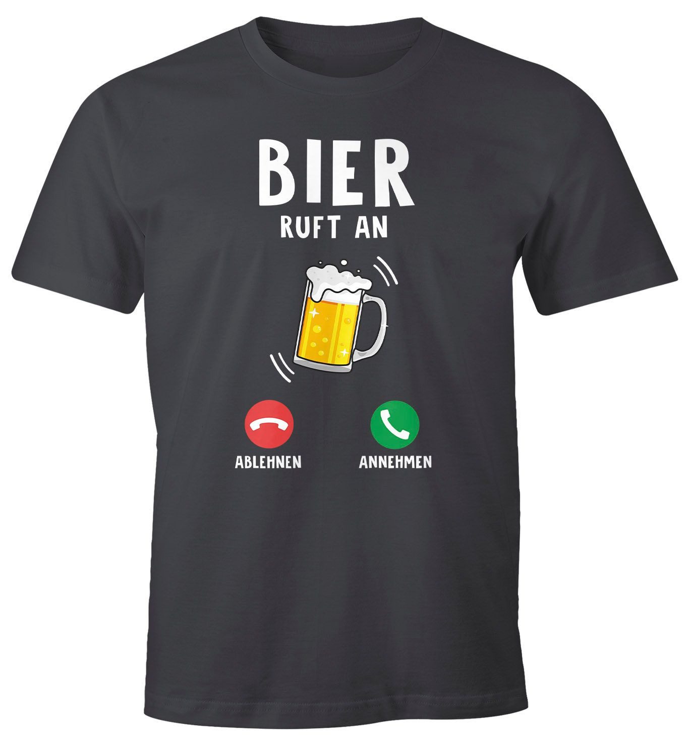 Print-Shirt Herren T-Shirt grillen Bier ruft an lustiger Spruch Fun-Shirt