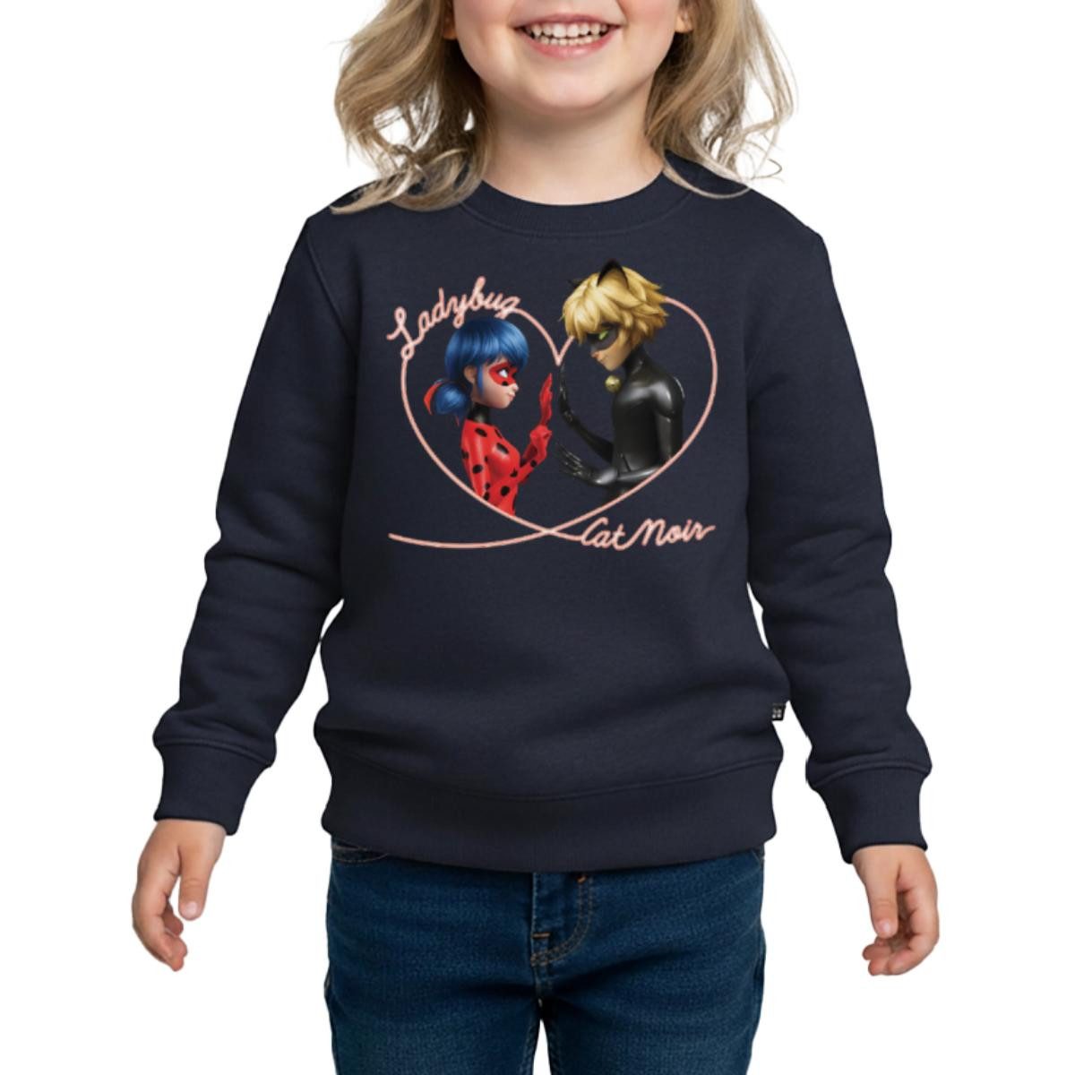 Spreadshirt Sweatshirt Miraculous Ladybug Und Cat Noir Herz Kinder Premium Pullover (1-tlg)