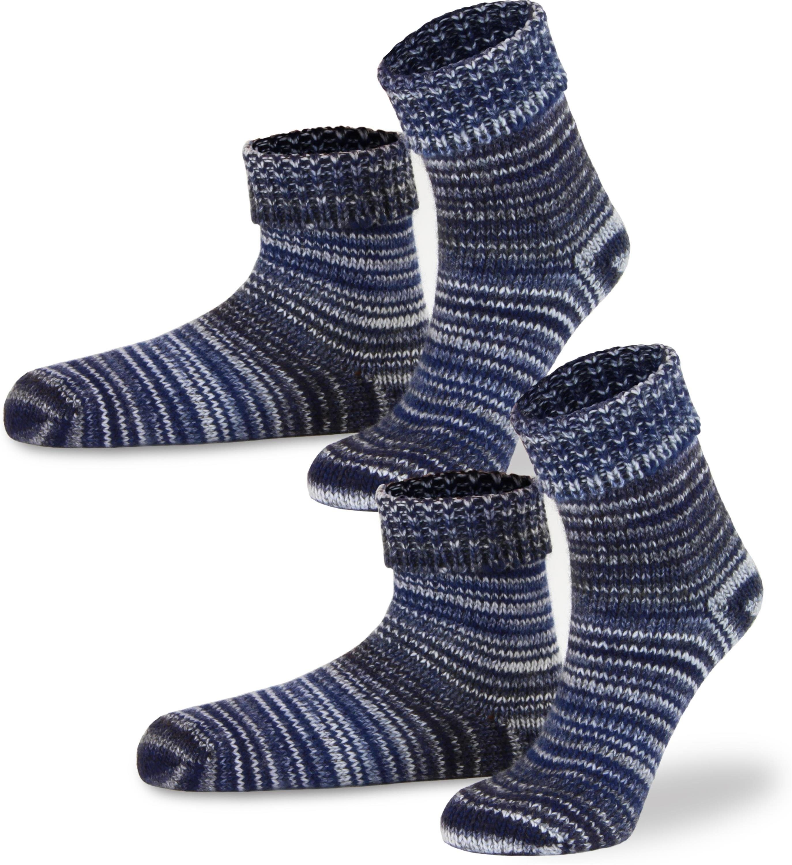 normani Thermosocken 2 Paar Skandinavische mit mit hochwertige (2 Qualitätssocken Blau Paar) hohem Umschlag Wollanteil Wollsocken