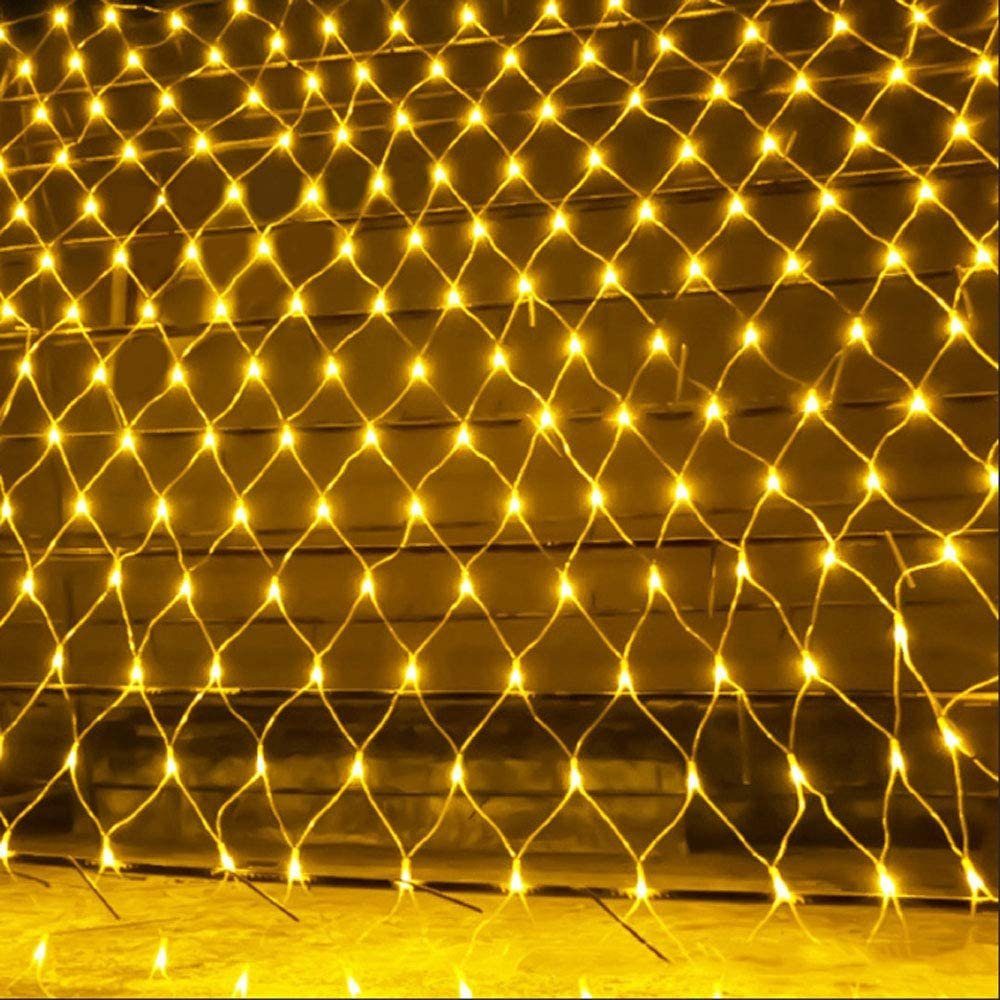MUPOO Lichterkette LED-Lichtnetz 96/144/200/320/880LEDs LED-Lichterkette 8Modi 220V, LED-Lichtervorhang 1.5X1.5/2X2/3X2/6x4M LED-Netzlicht Wasser Gelb
