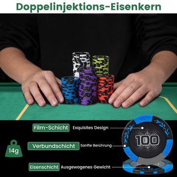 COSTWAY Spiel, Strategiespiel Pokerset Pokerkoffer, mit 300 Laser-Chips