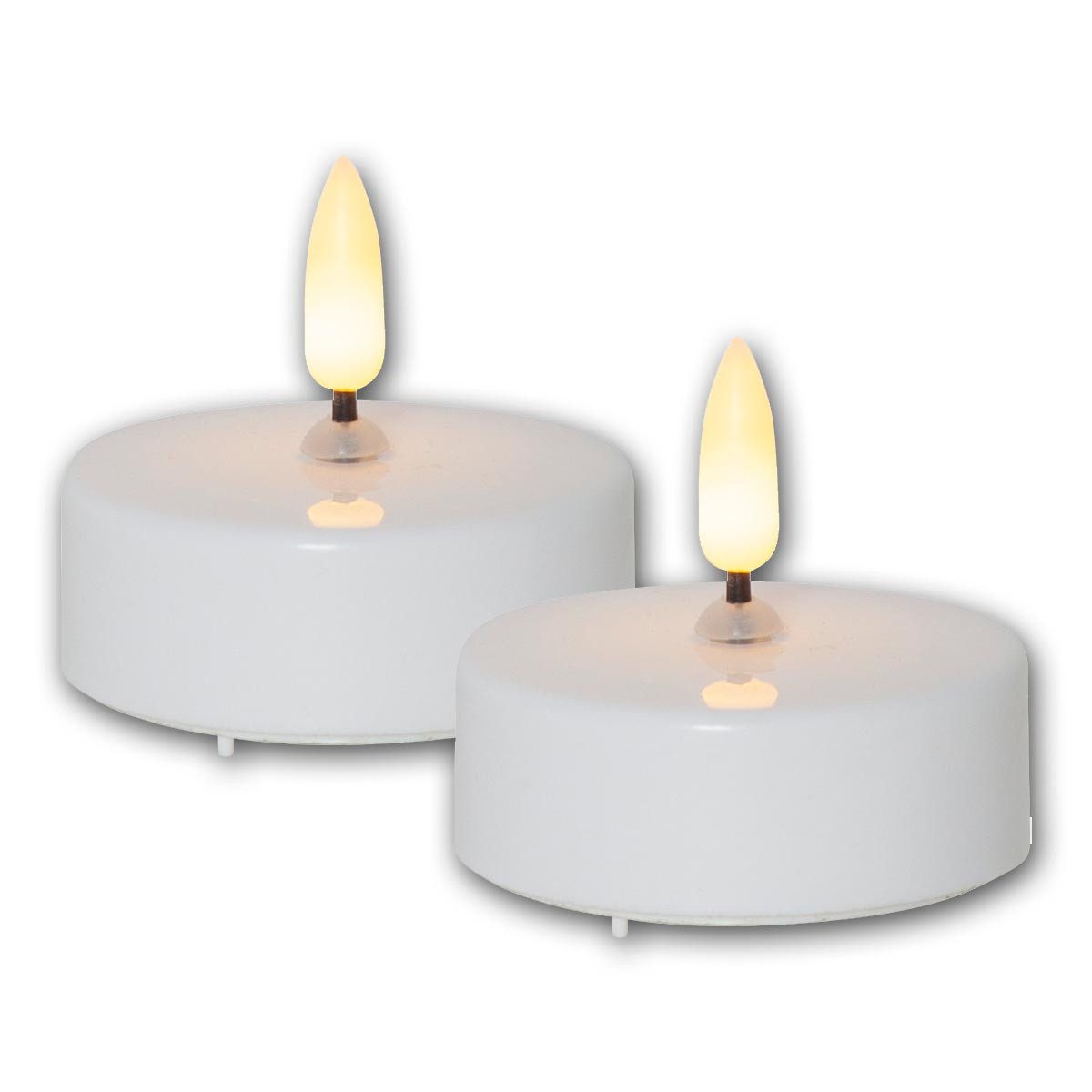STAR TRADING LED-Kerze LED Teelicht Kerze 3D FLAMME, maxi, 4er Set, Timer, warmweiß