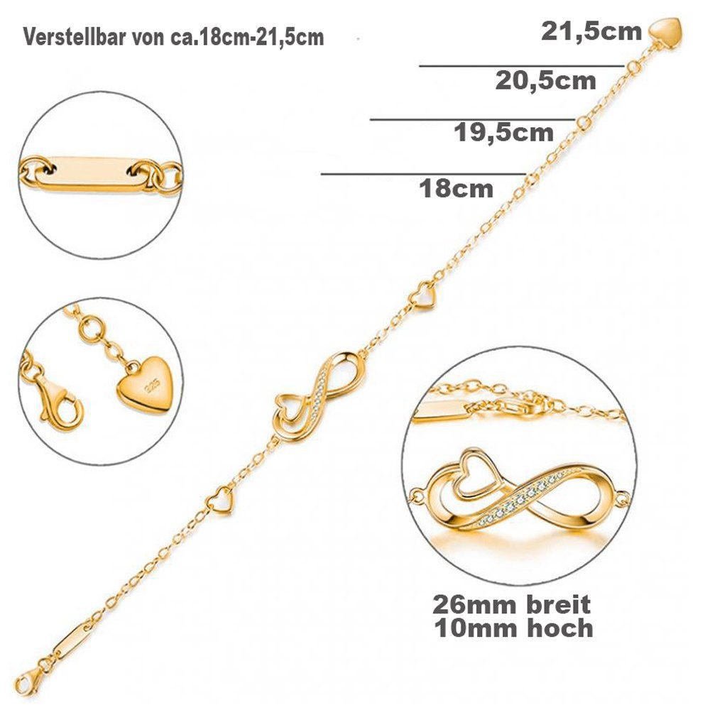 Limana Armband verstellbar 925 Silber Gold vergoldet Undenlichkeit Herz Dam günstig online kaufen