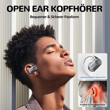 Ownhut Bluetooth 5.3, Touch-Steuerung Kabellose Sport Open-Ear-Kopfhörer (DSP-Bassverbesserung und 16,2-mm-Lautsprecher für kräftigen, klaren Sound., mit Open Bass, 50 Stunden Laufzeit, Begleiter im Büro Freizeit & Sport)