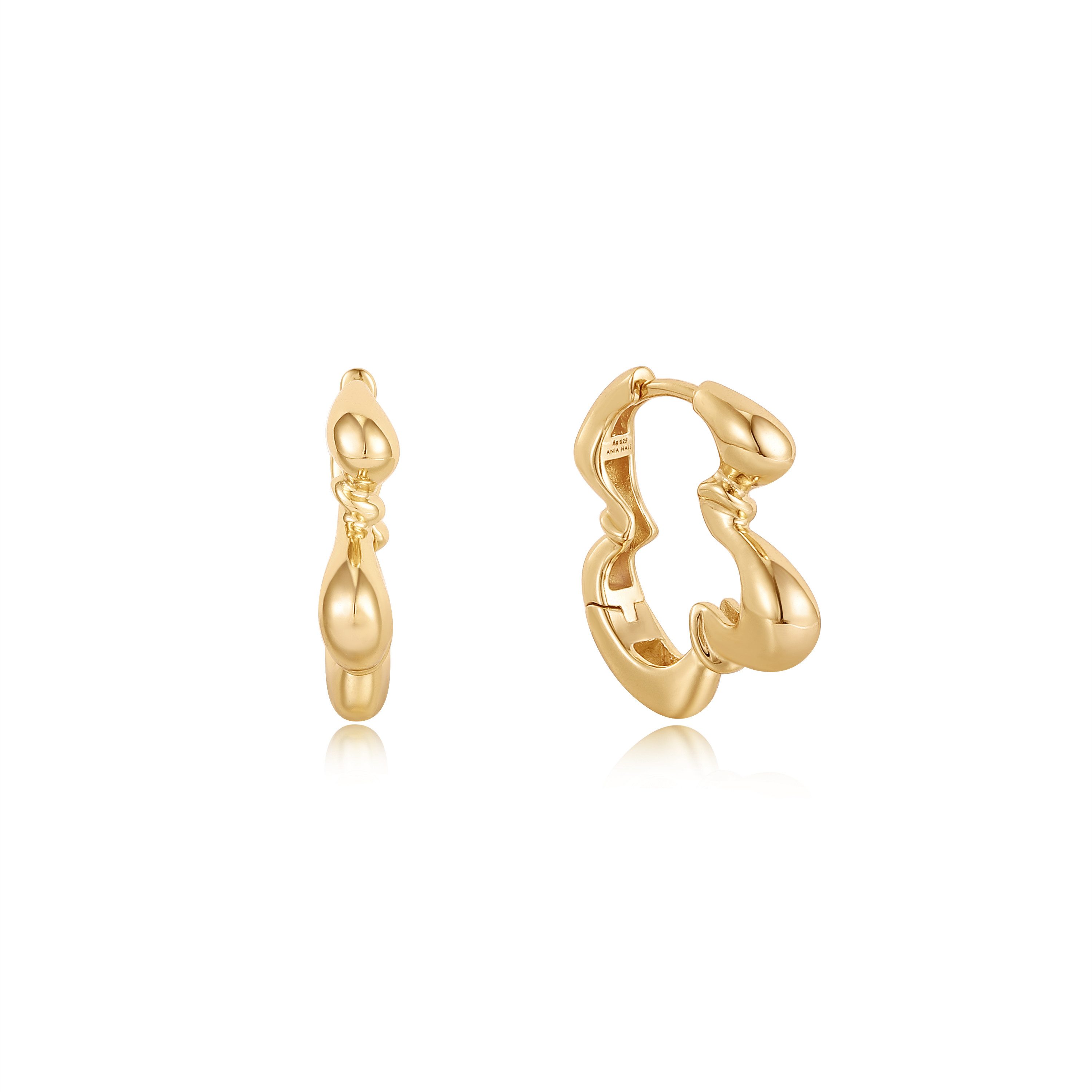 Ania Haie Paar Ohrstecker Gold Twisted Wave Hoop 925er Sterlingsilber