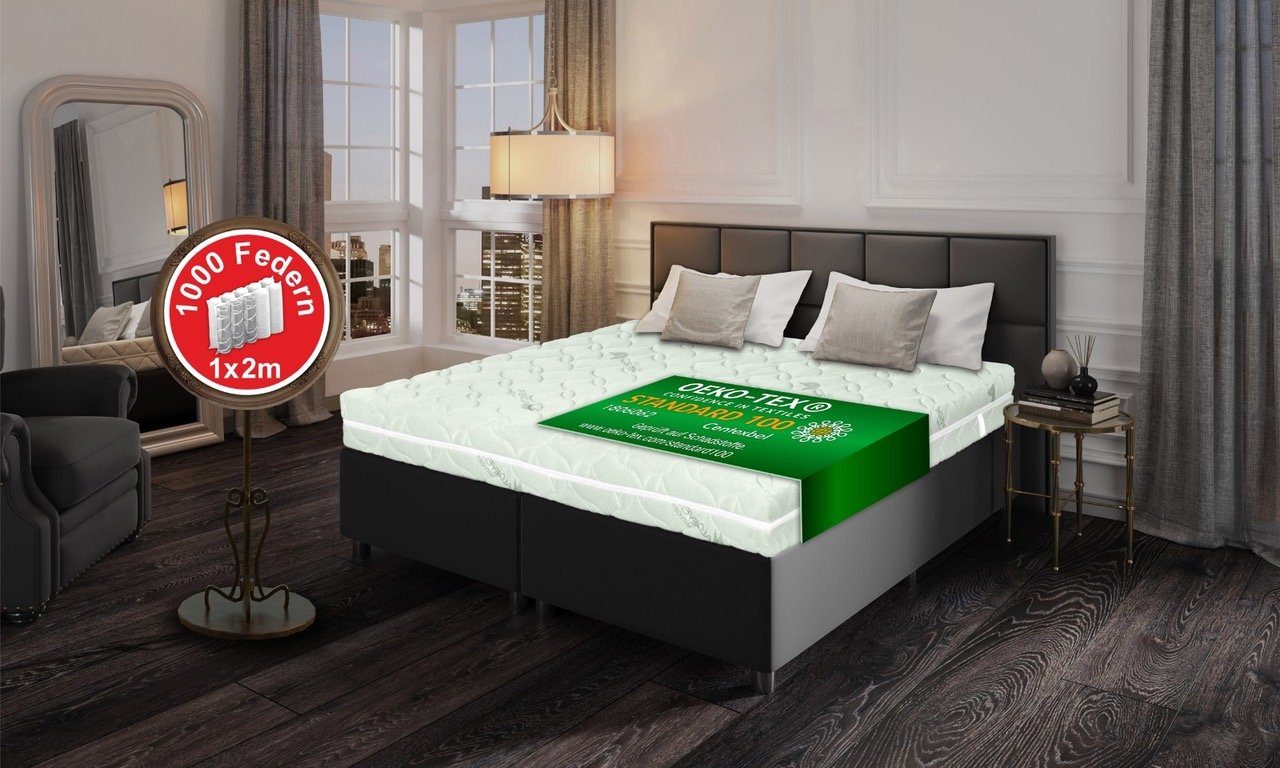 Taschenfederkernmatratze München, 7 Zonen, 1000 Federn (bei der Größe 100x200cm), Matratzen Perfekt, 23 cm hoch, Tonnentaschenfederkern-Matratze für eine gute Punktelastizität