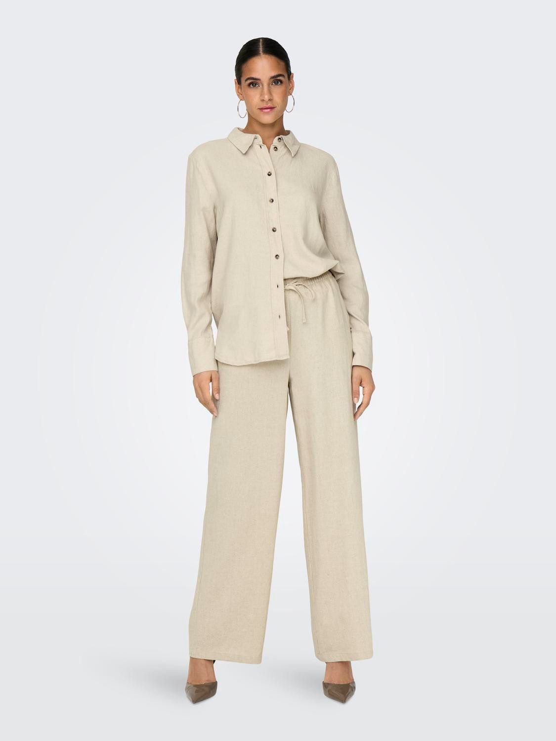 JDY Hemdbluse JDYSAY L/S LINEN LOOSE SHIRT WVN NOOS