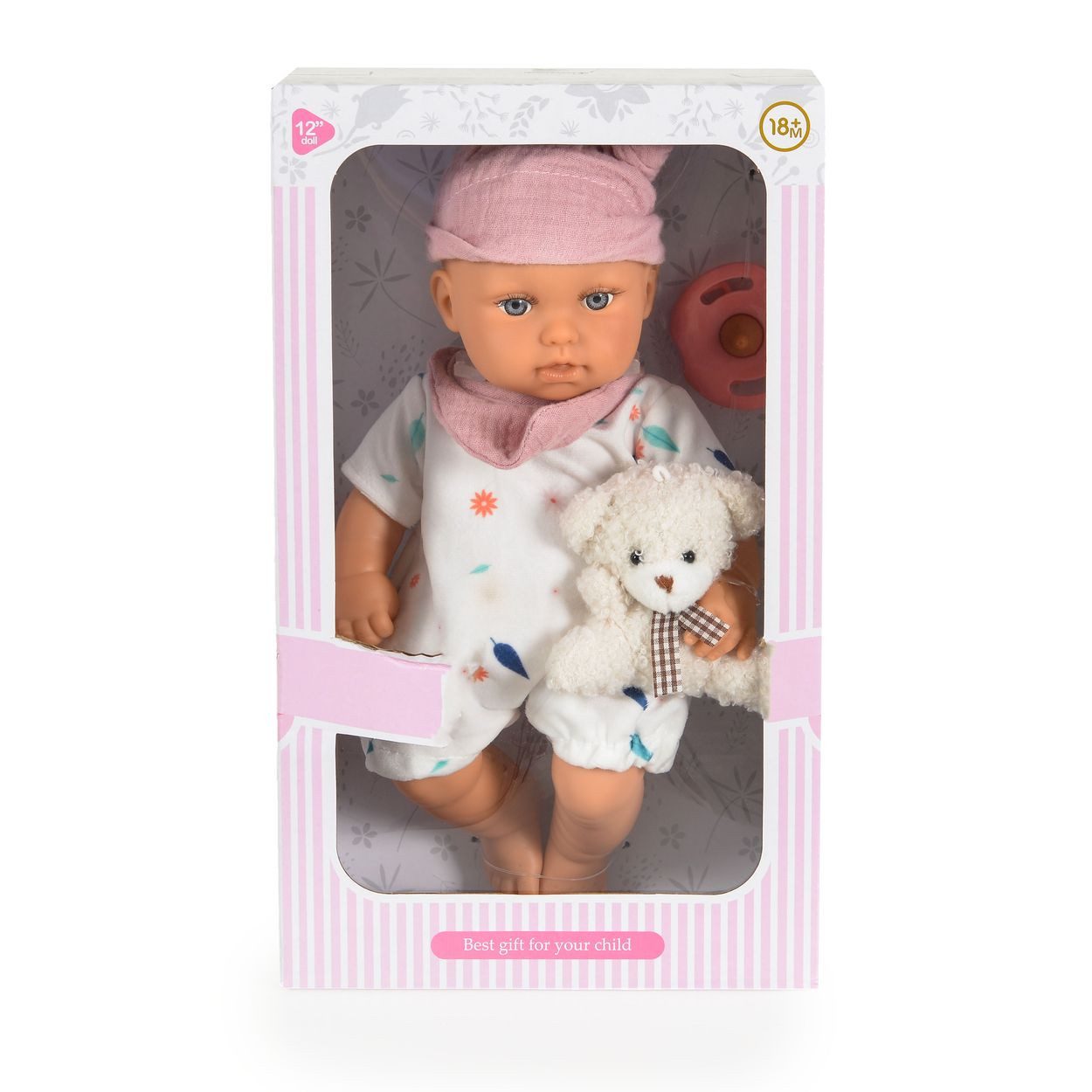 Moni Anziehpuppe Bear und Baby, 30 cm, Kuscheltier, Schnuller, beweglicher Körper, ab 18 Monaten