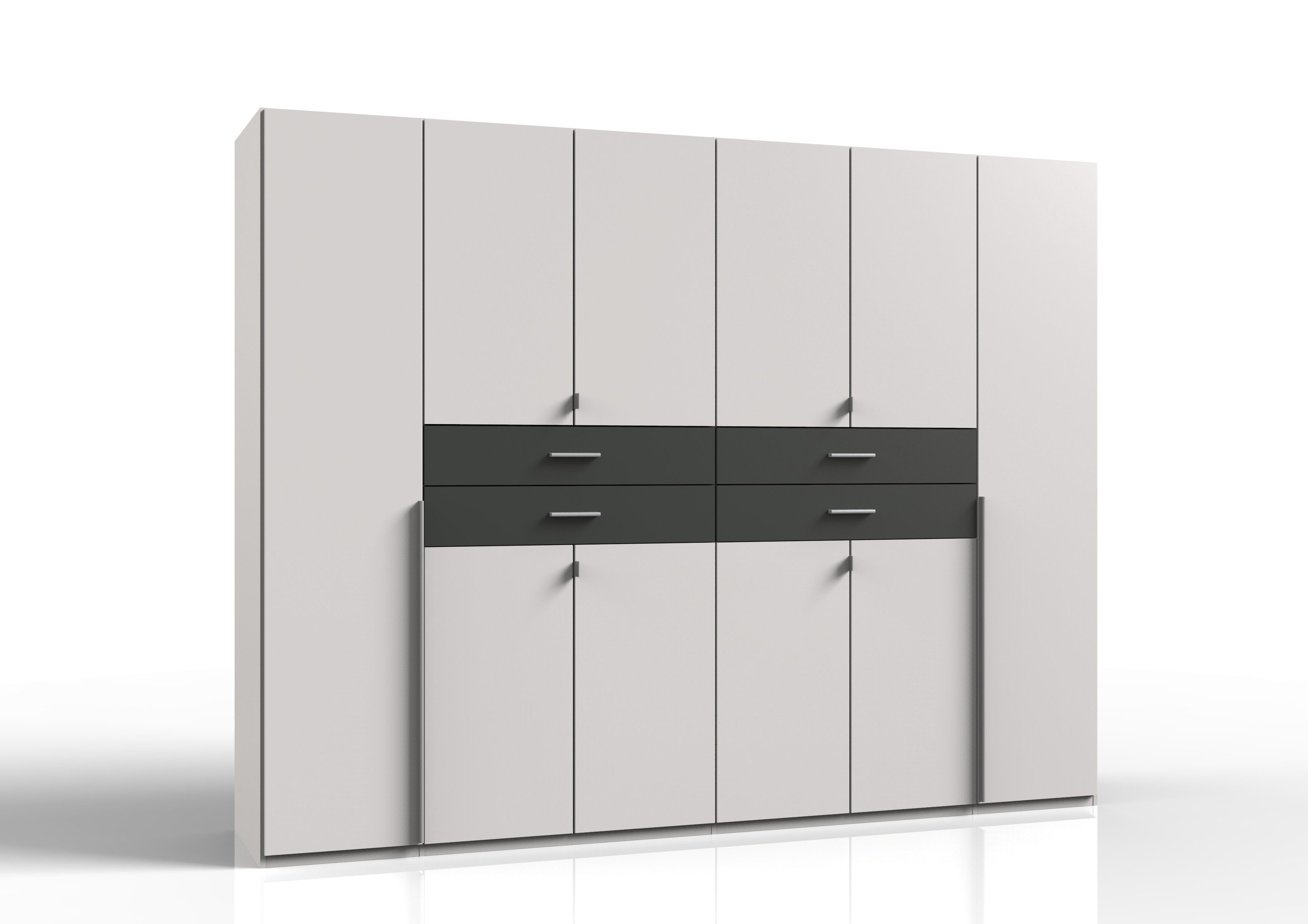 freiraum Kleiderschrank Denver (B/H/T: 270x208x58 cm) in Weiß mit 4 Schubladen und 10 Türen