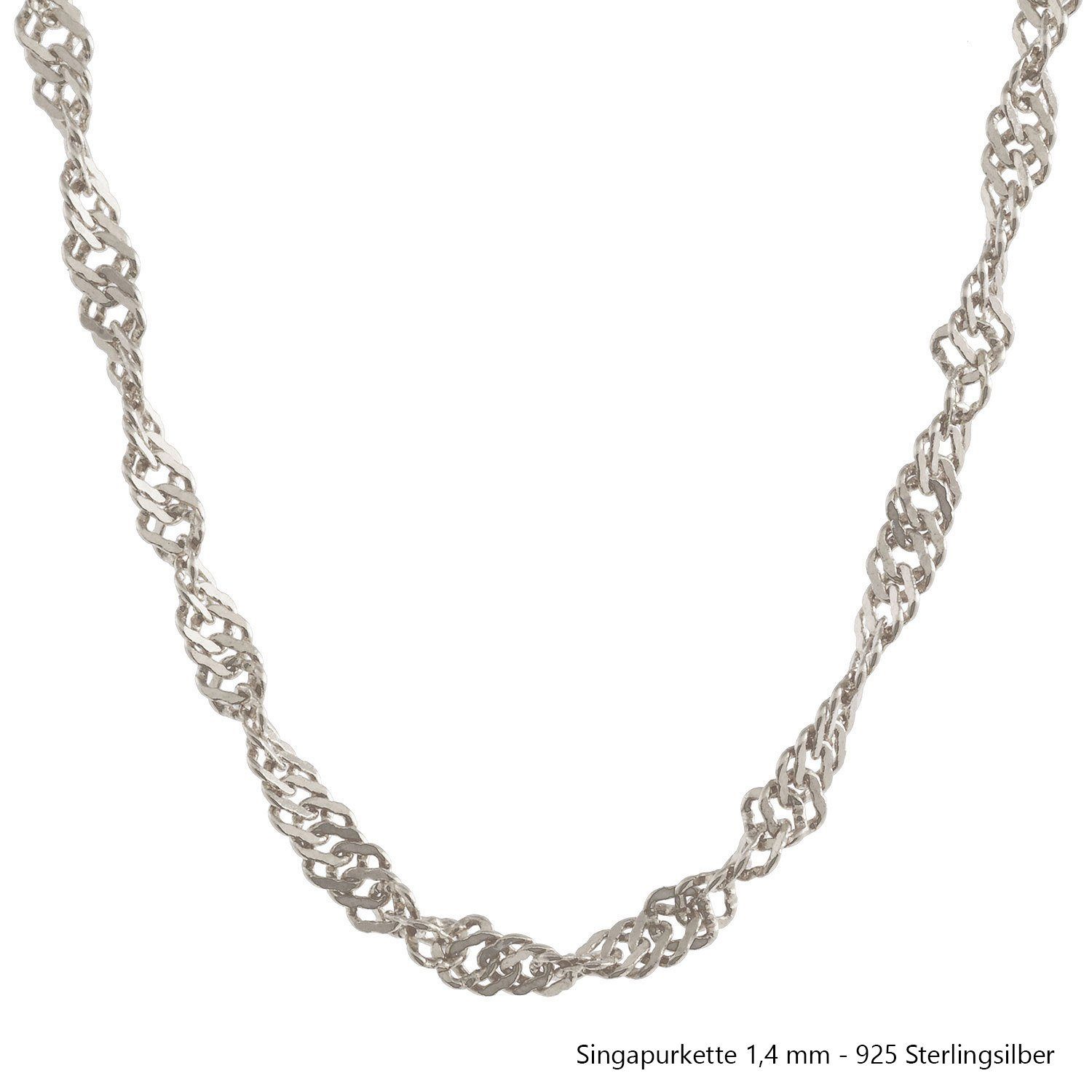 HOPLO Silberkette Silberkette Singapurkette Länge 42cm - Breite 1,4mm - 925 Silber, Made in Germany – Bild 4 von 5
