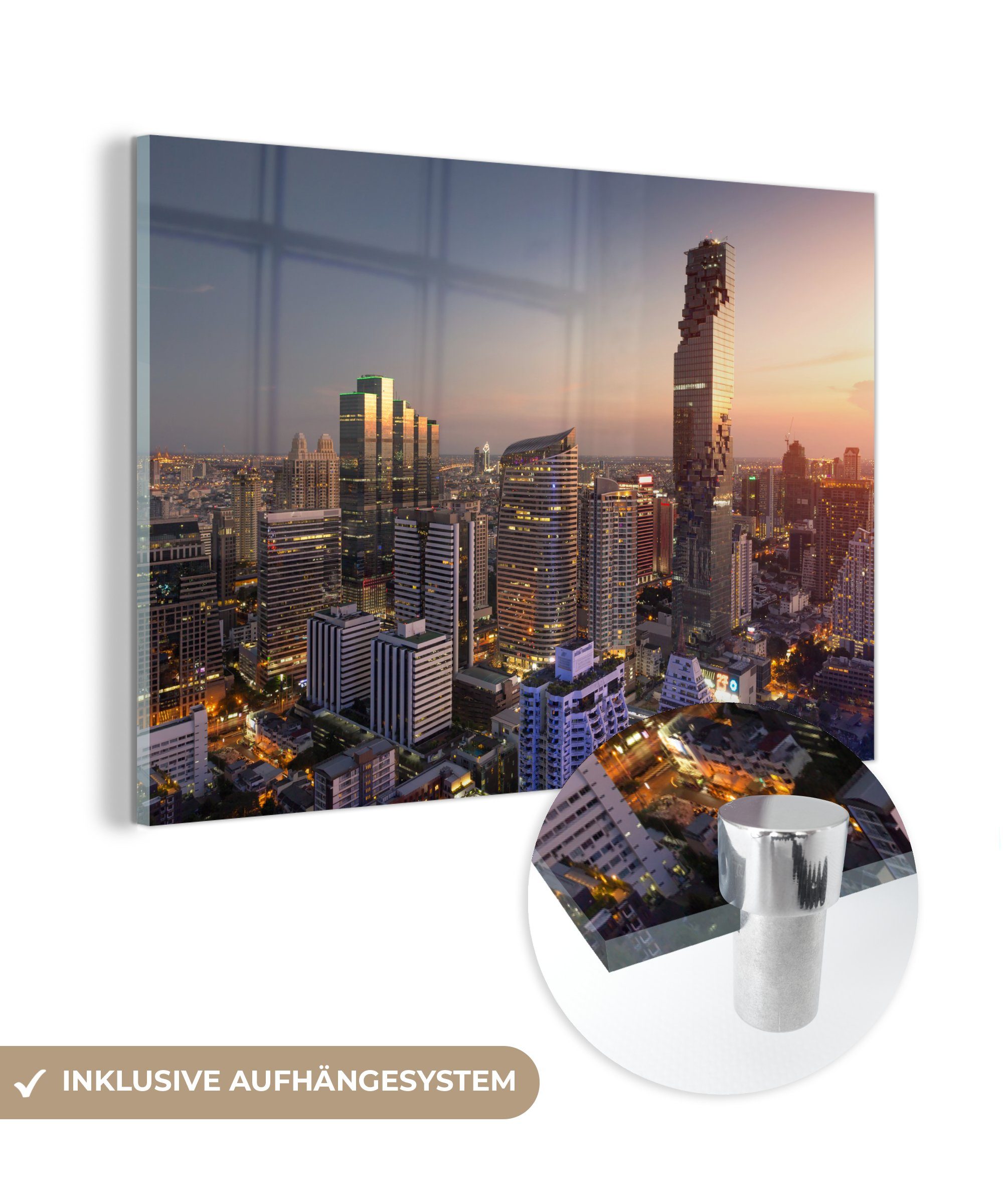 MuchoWow Acrylglasbild Wohnungen in Wohnzimmer Bangkok, (1 Acrylglasbilder St), Schlafzimmer &