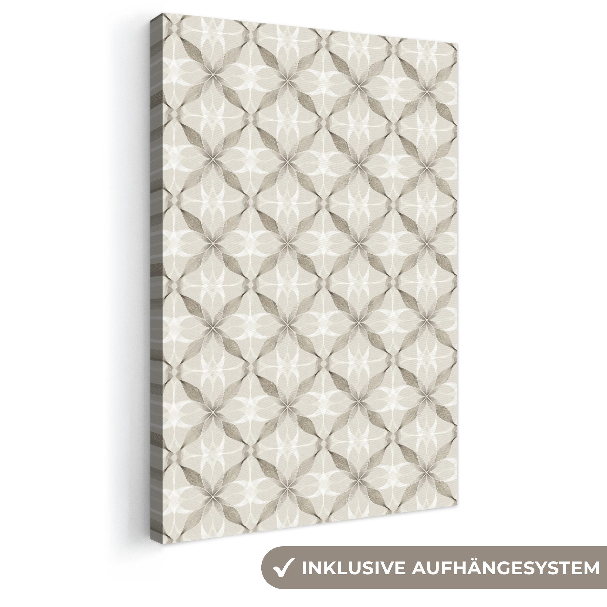 OneMillionCanvasses® Leinwandbild Grafik - Muster - Grau, Fotodruck (1 St), Leinwand Canvas Wandbild, Wanddekoration 20x30 cm