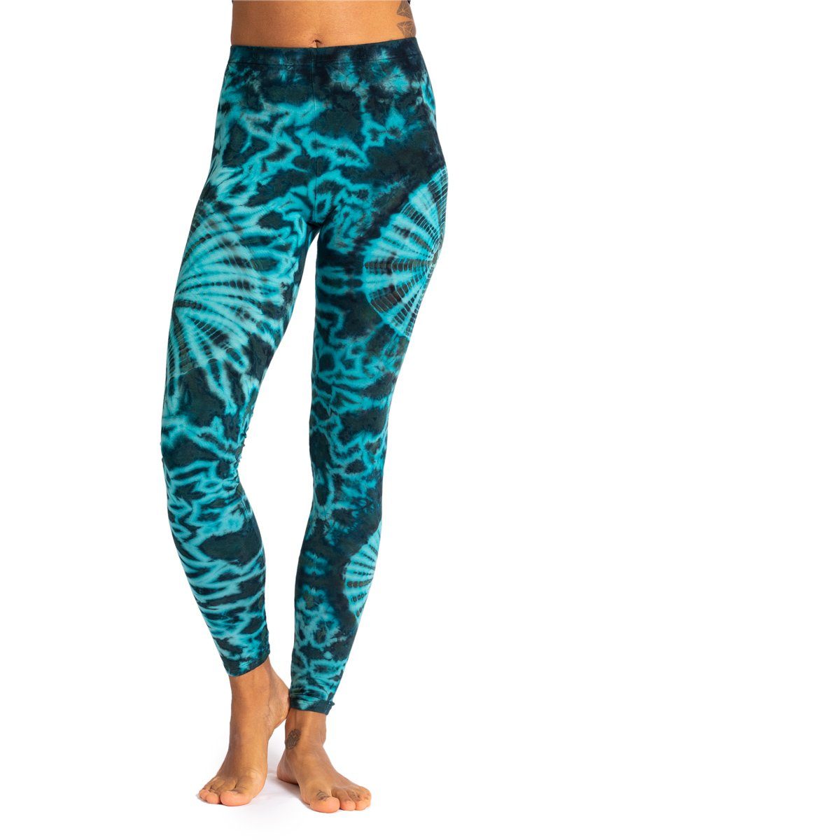 CS03 Hose aus Batik Batik 'Sonne' Goa Viskose PANASIAM Blauton natürlicher Sporthose Sportleggings Unikat Look Leggings Leggings Yogaleggings im Leggings lange