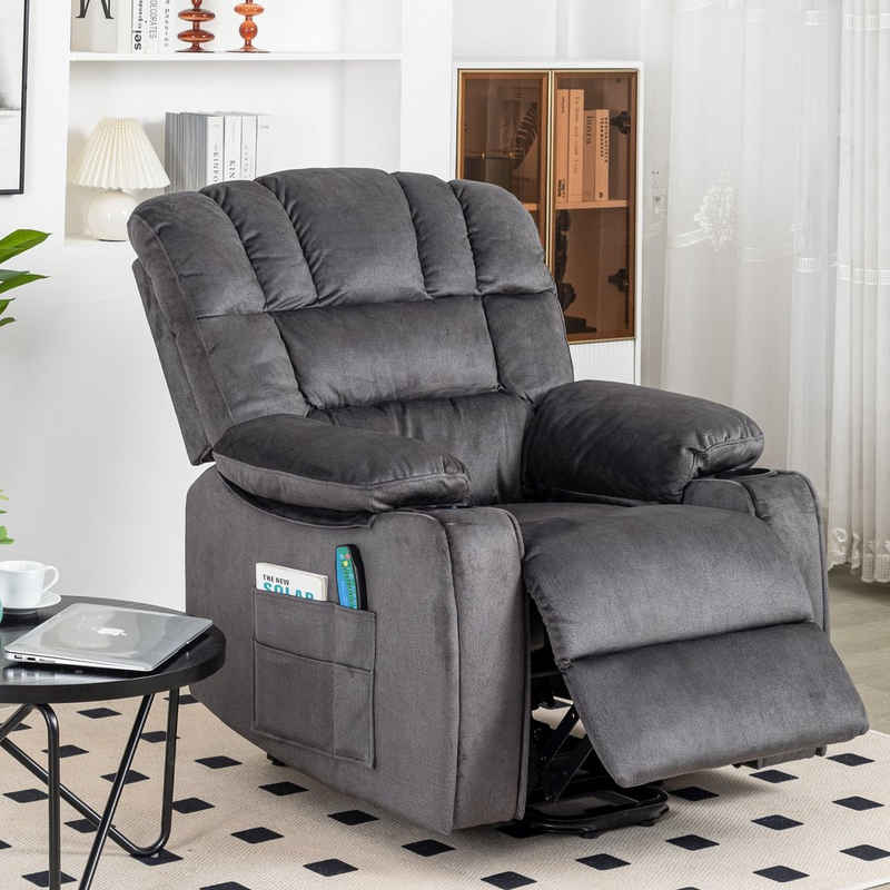 LBF TV-Sessel Elektrisch Massage Relaxsessel (Set, inkl. Fernbedienung und 2 Getränkehaltern), mit Liegefunktion Massagefunktion und Wärmefunktion, bis 150 kg